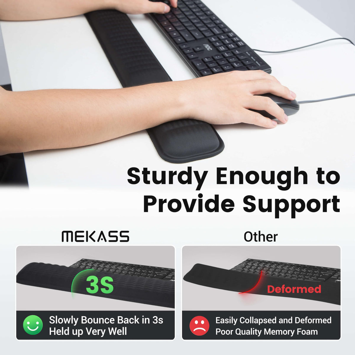 MEKASS Ergonomic Wrist Rest for Keyboard and Mouse, Soft Memory Foam Keyboard Wrist Rest Set with