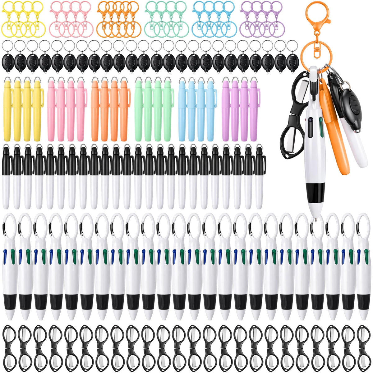 Glenmal 144 Pcs Badge Reel Mini Highlighter Pen LED Keychain for Nurse