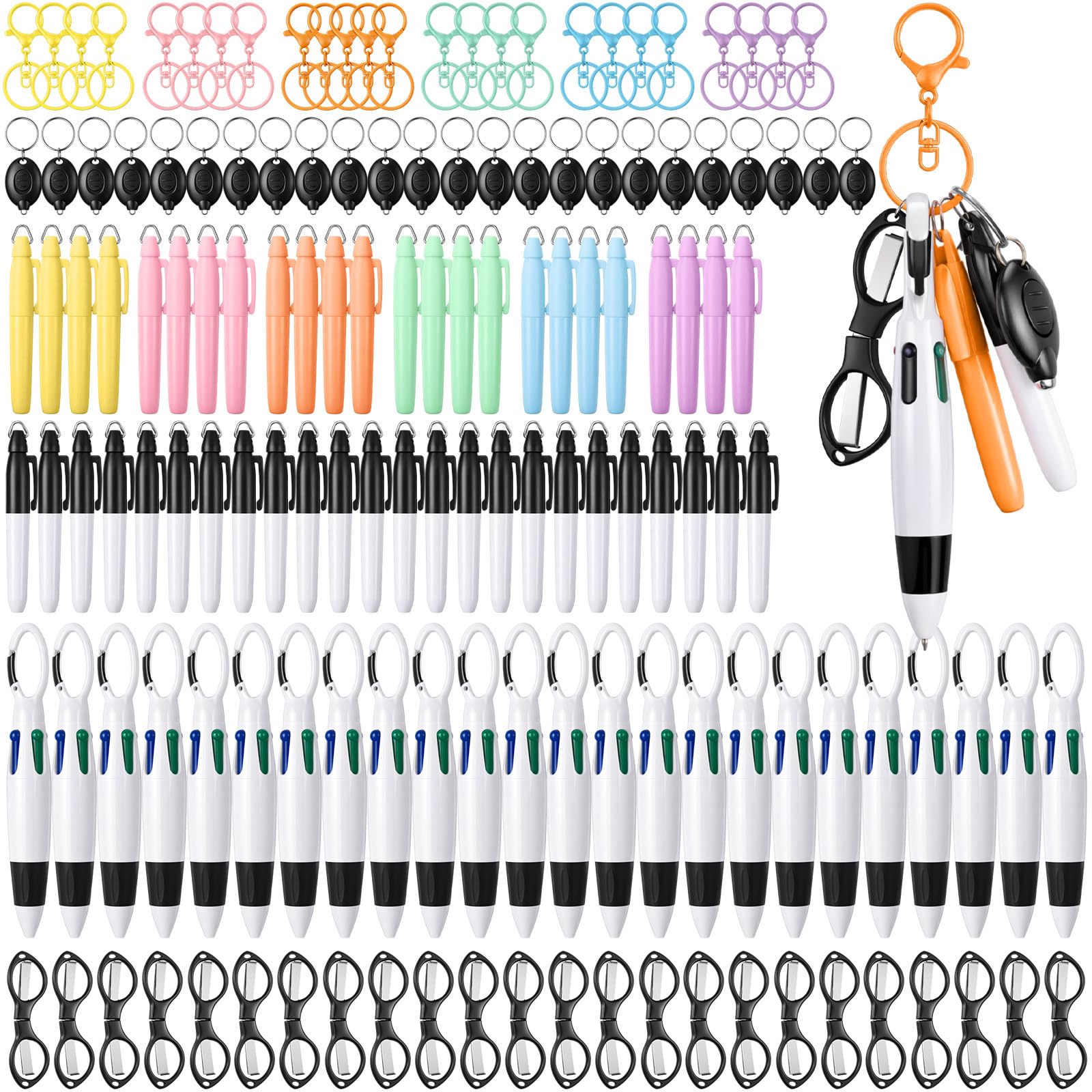 Glenmal 144 Pcs Badge Reel Mini Highlighter Pen LED Keychain for Nurse