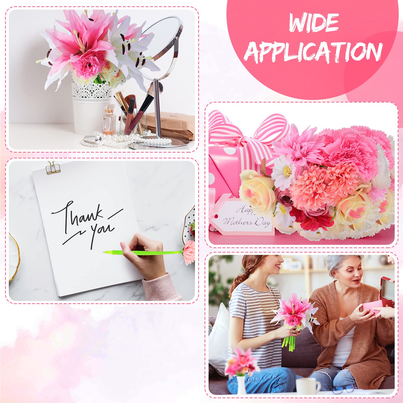 BBTO 24 Pcs First Day Flower Pen Ballpoint with Flower Top, Beautiful
