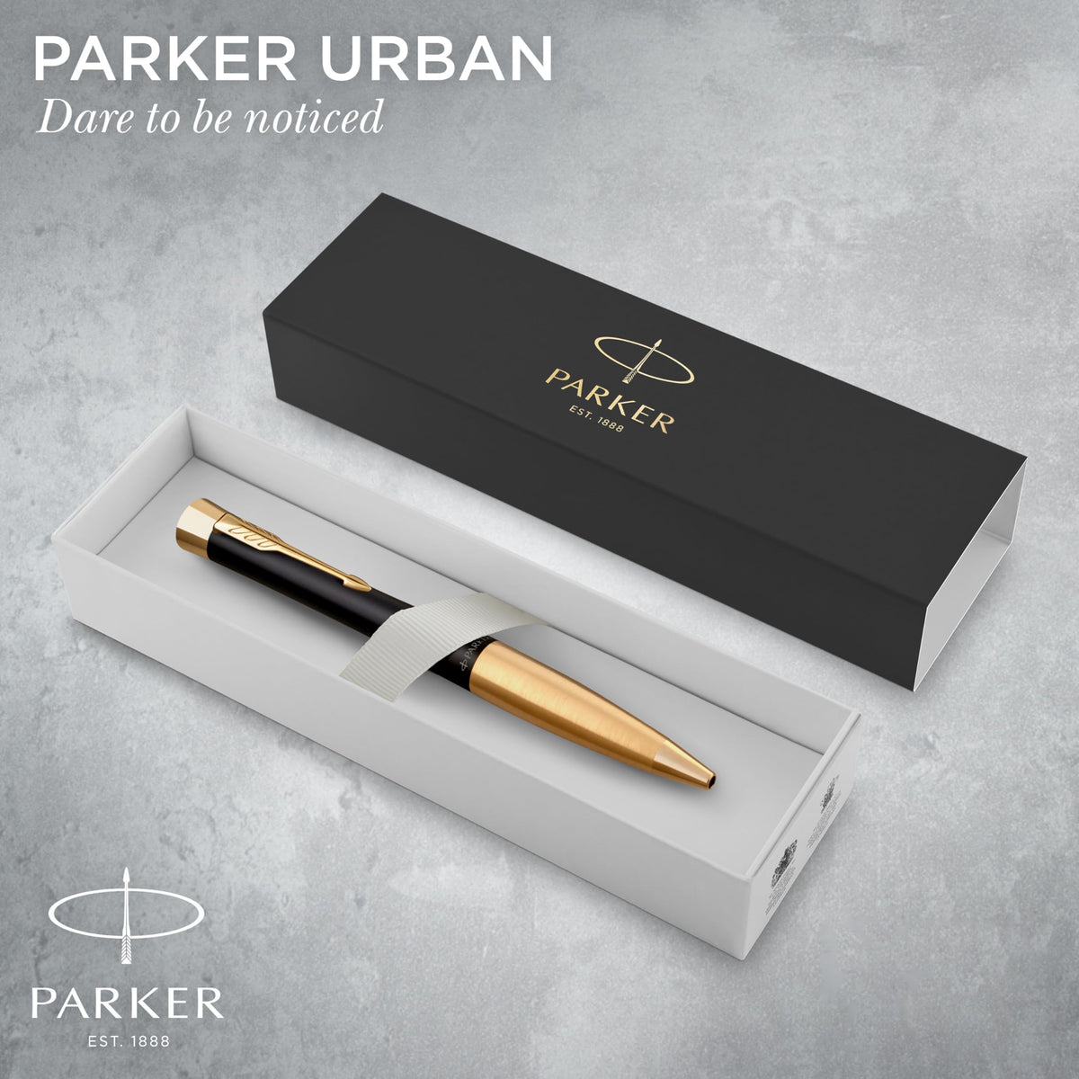 Parker Urban Twist Ballpoint Pen | Muted Black with Gold Trim | Medium Point Blue Ink Refill | Gift
