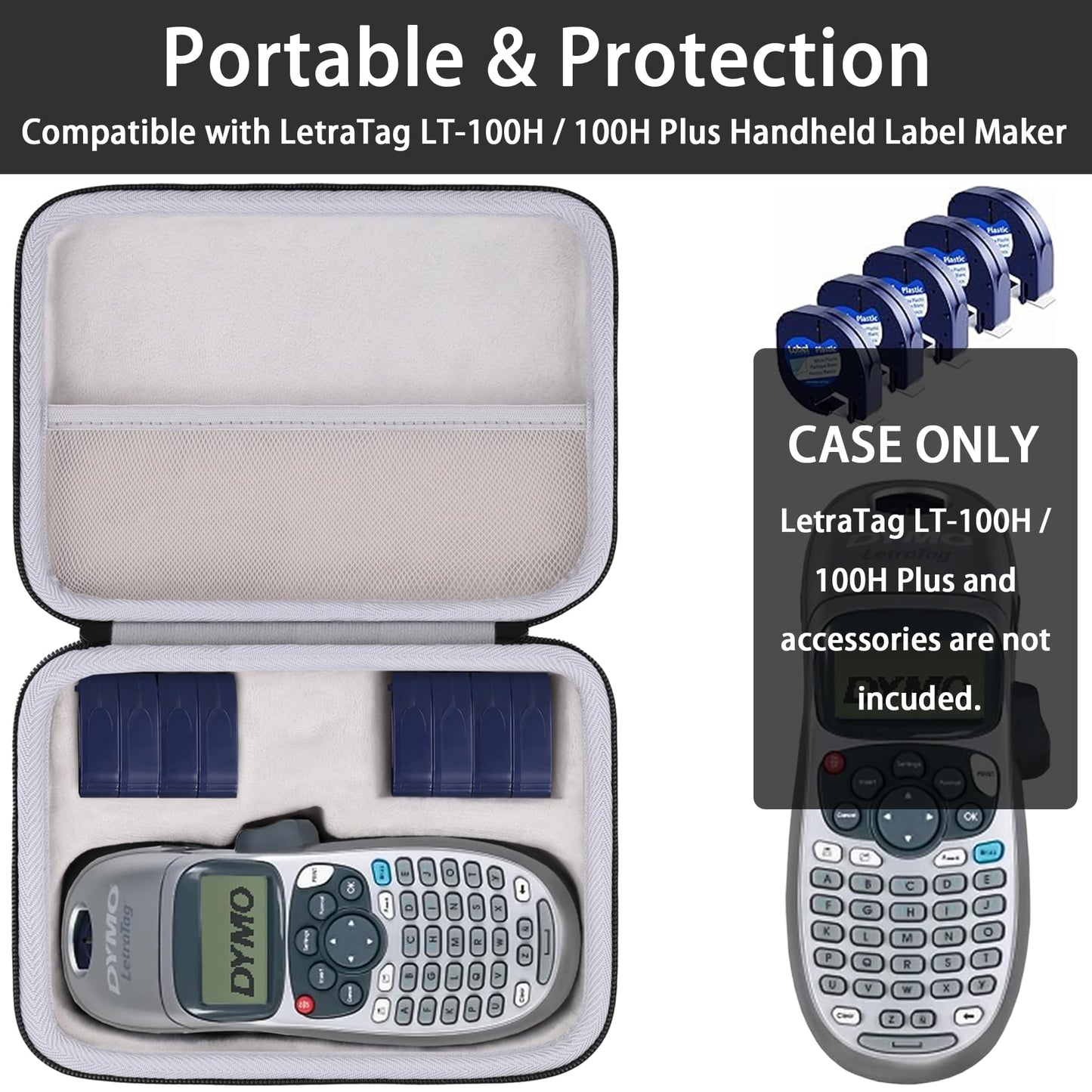 khanka Hard Carrying Case for DYMO LetraTag LT-100H / 100H Plus Handheld Label Maker – Protective