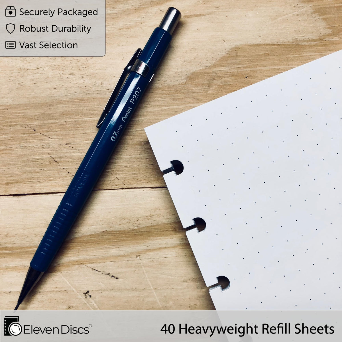 Eleven Discs Discbound Paper, Letter Size Blank Sheets - Premium 120gsm Heavyweight Notebook &