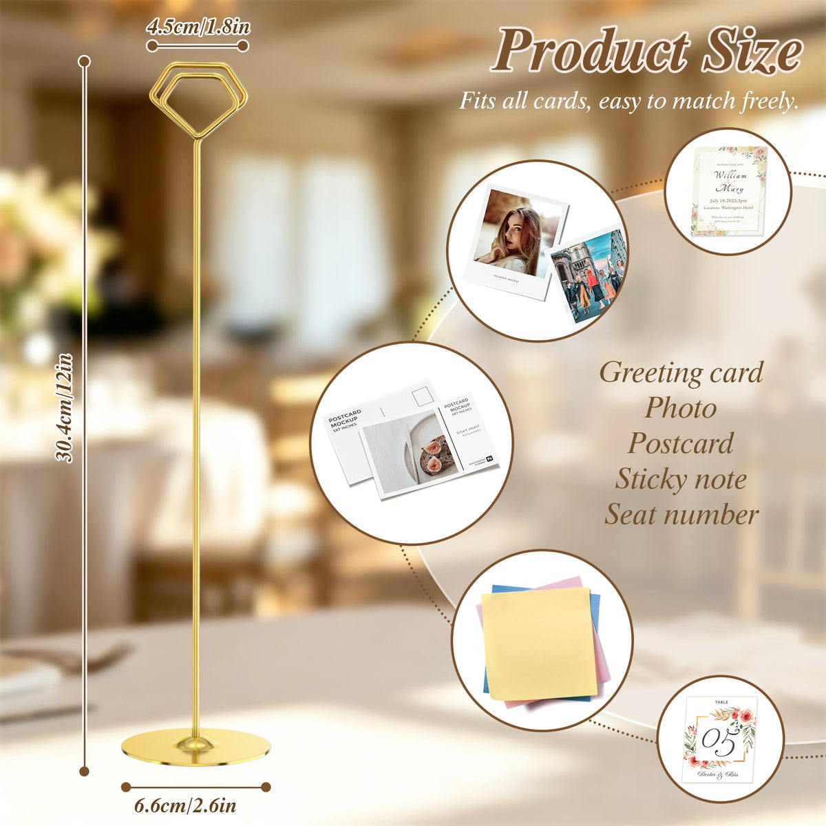 Urban Deco 16PK Table Number Holders 12 Inches Place Card Holder Metal Table Card Holders Picture