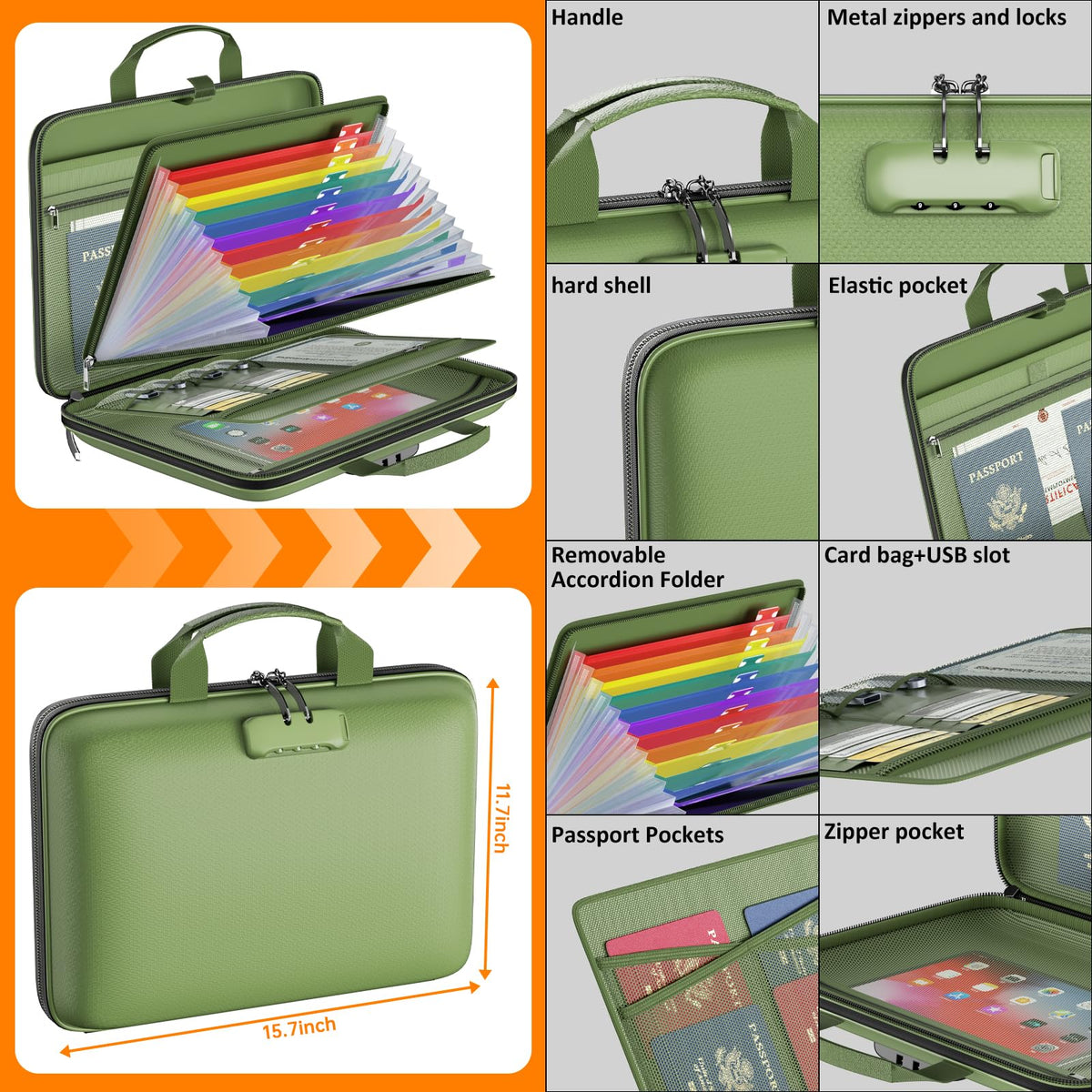 Tamfile Fireproof File Organizer with Lock,Hard Case Fireproof Document Box