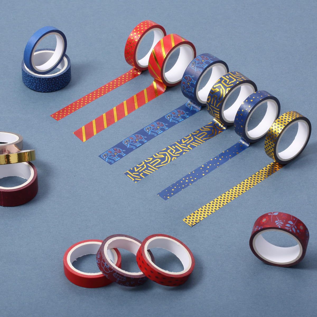 Mr. Pen- Washi Tape Set, 15 Rolls, Assorted Sizes, Metallic Foil