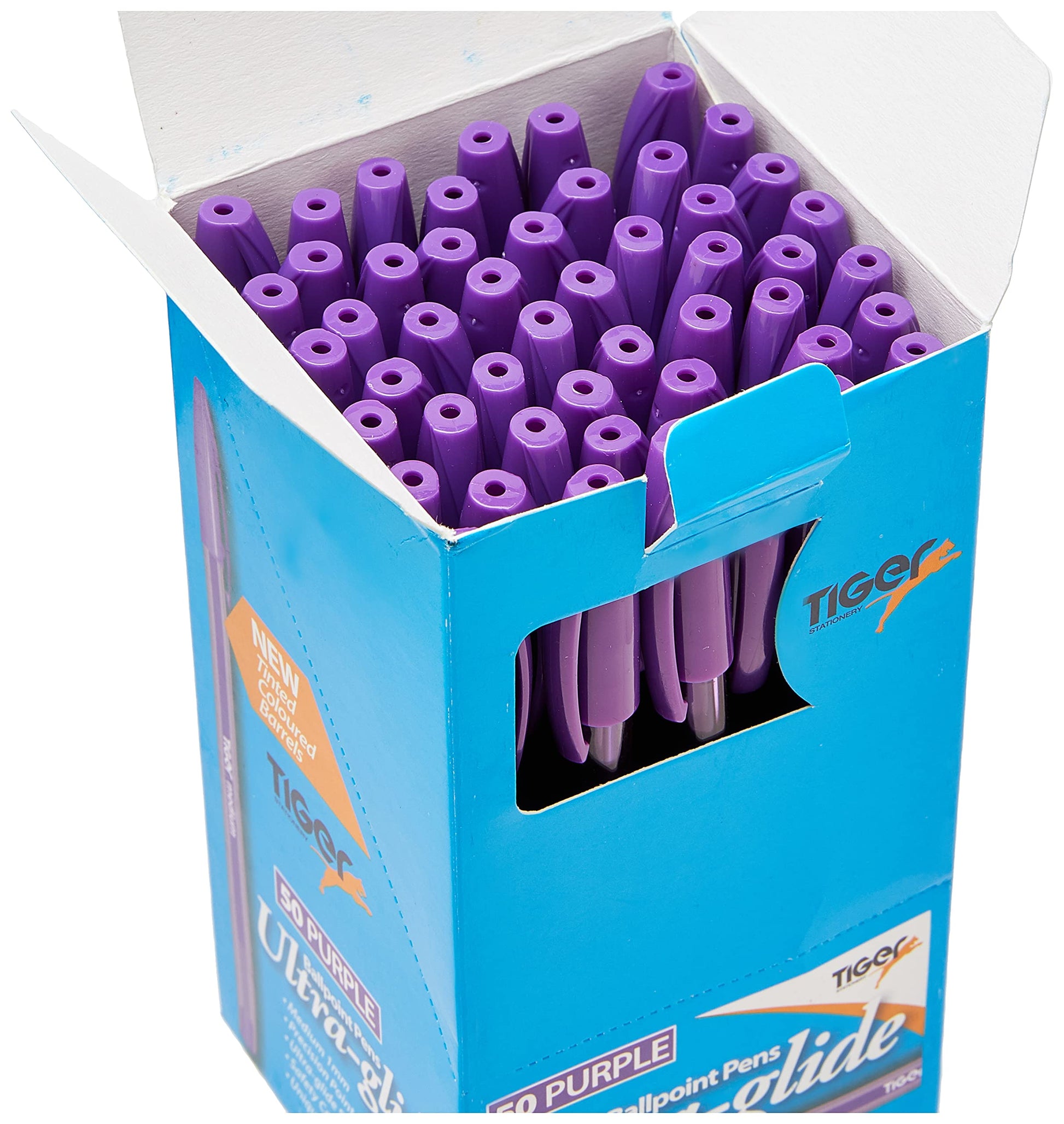 Tiger Stationery 301949 Ultra-Glide Ballpoint Pen - Purple (Pack of 50)