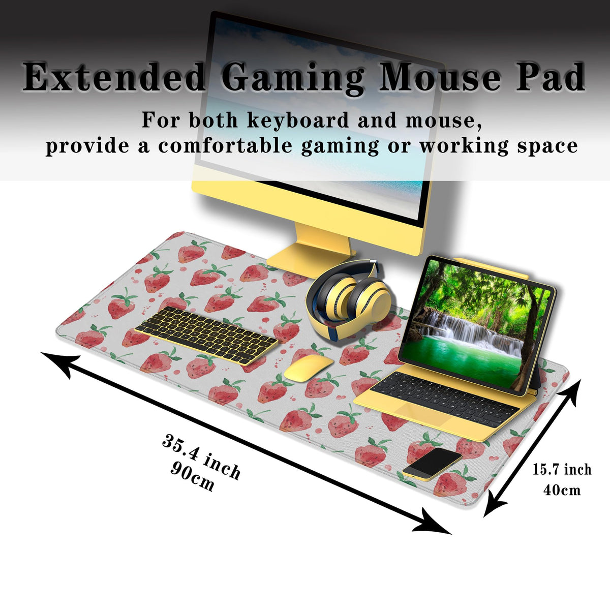 Samgula XXL Keyboard Pad Red Mouse Mat, Gaming Mouse Pads Big Mouse Pad, Modern Desk Pad Waterproof