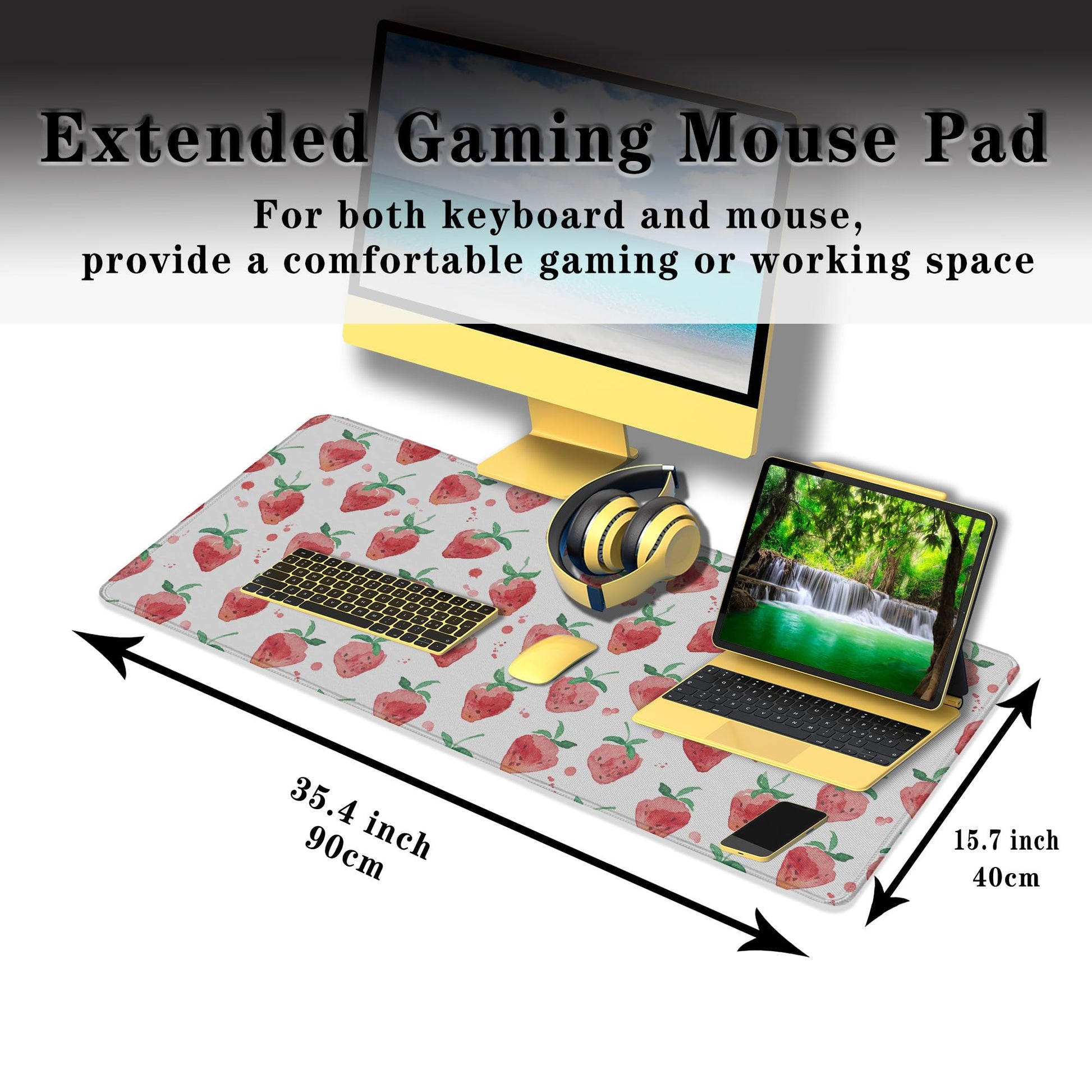 Samgula XXL Keyboard Pad Red Mouse Mat, Gaming Mouse Pads Big Mouse Pad, Modern Desk Pad Waterproof
