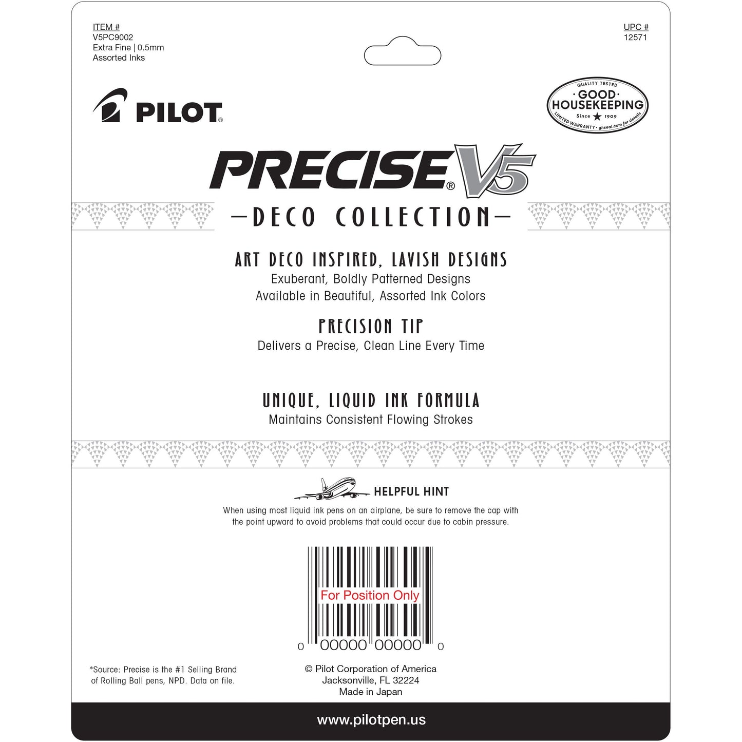 PILOT Precise V5 Capped Liquid Ink Rollerball Pens, Deco Collection, Extra Fine Point Ink Pens 0.5