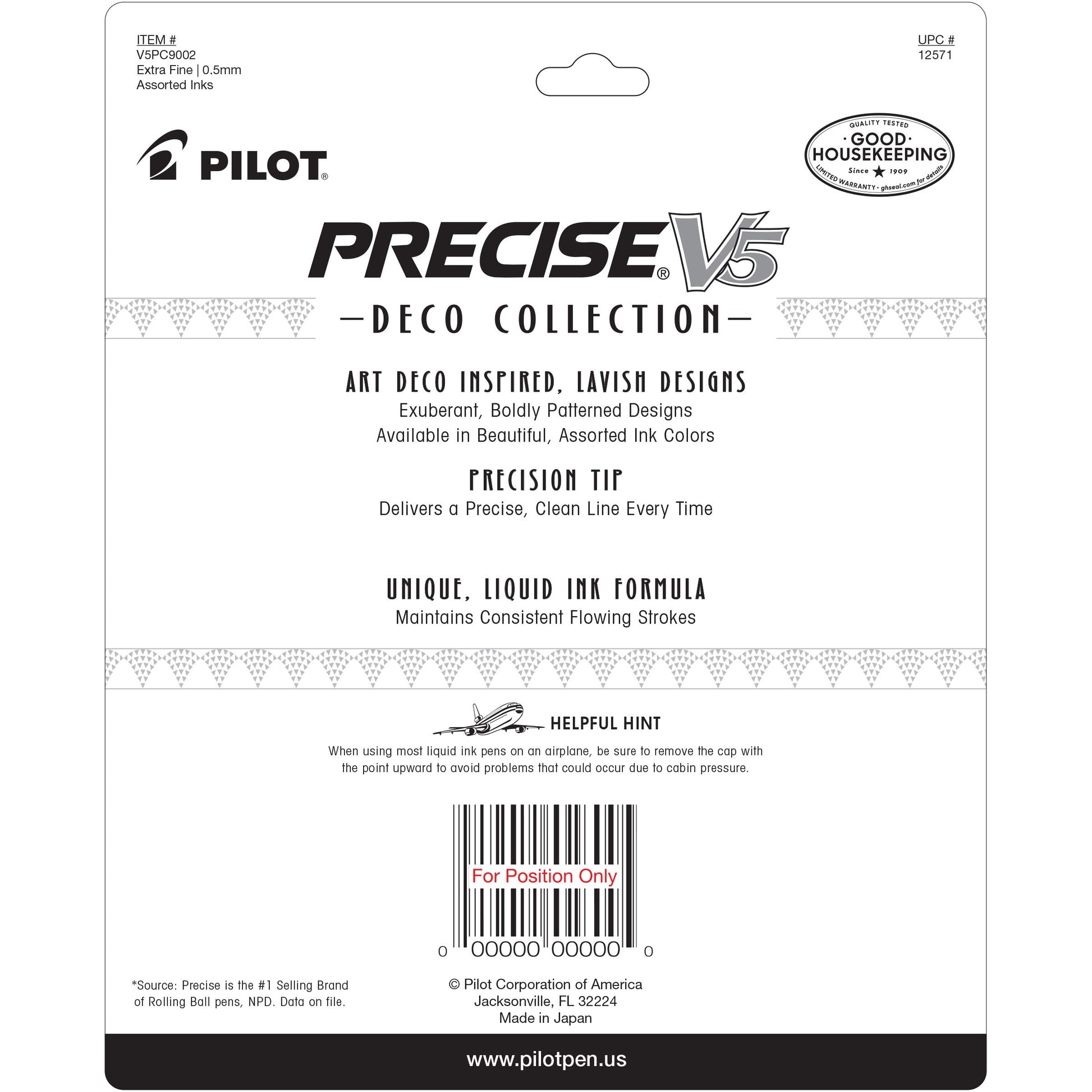 PILOT Precise V5 Capped Liquid Ink Rollerball Pens, Deco Collection, Extra Fine Point Ink Pens 0.5