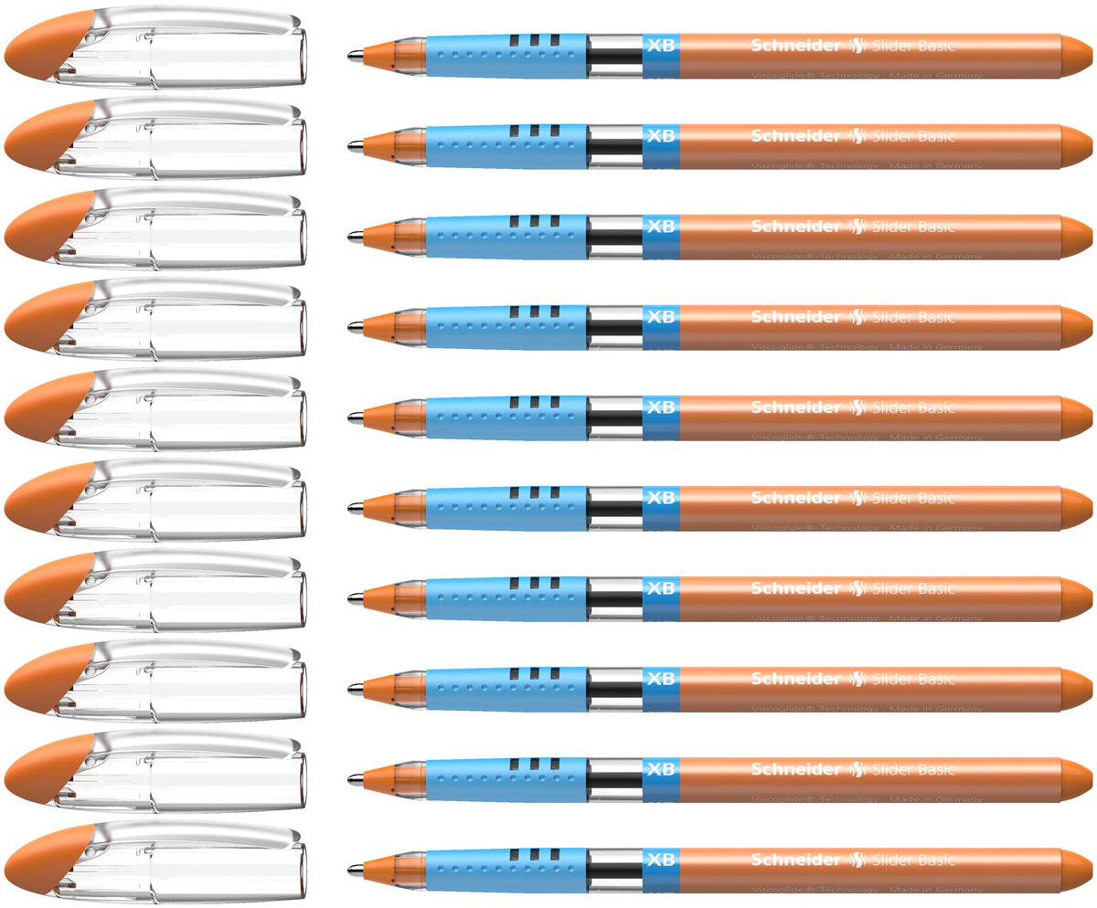 Schneider Slider Basic XB Ballpoint Pen, Box of 10, Orange (151206)