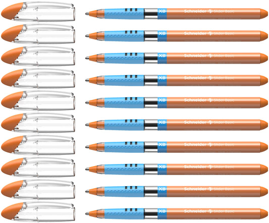 Schneider Slider Basic XB Ballpoint Pen, Box of 10, Orange (151206)