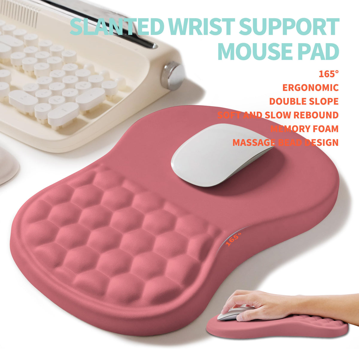 KUOSGM 2-in-1 Ergonomic Set, Wave Rise Keyboard Wrist Rest and Massage Bulge Slope Mouse Pad Wrist
