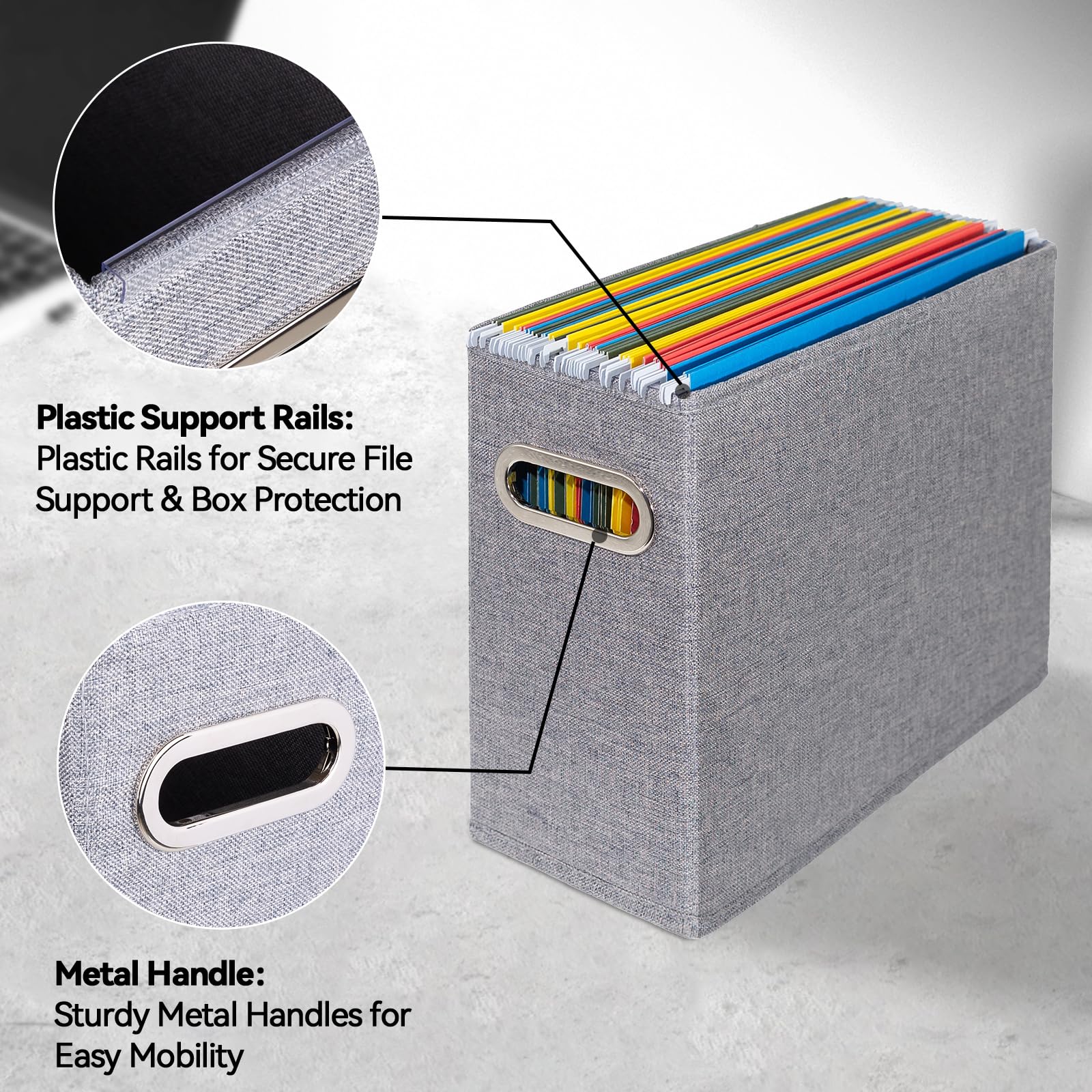 ComfortKeeper 4 Pack Letter Size File Storage Box Collapsible, Fabric Hanging File Folders