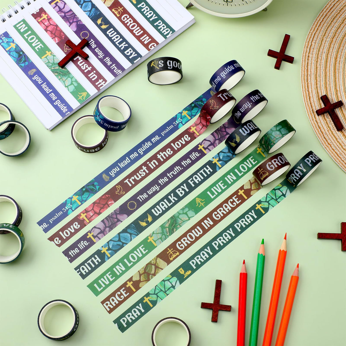 Janlaugh 24 Rolls Back to School Christian Bible Verse Washi Tape