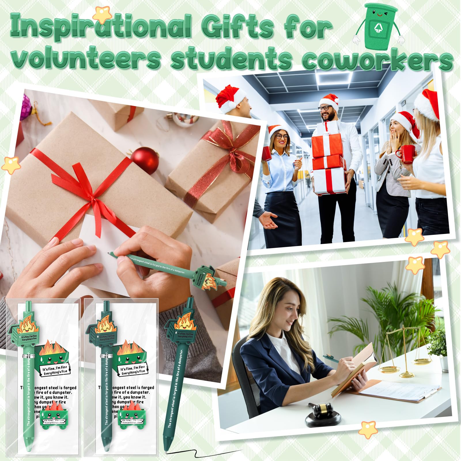 Sayglossy 36 Set Dumpster Desk Accessories Employee Gifts Bulk,Green