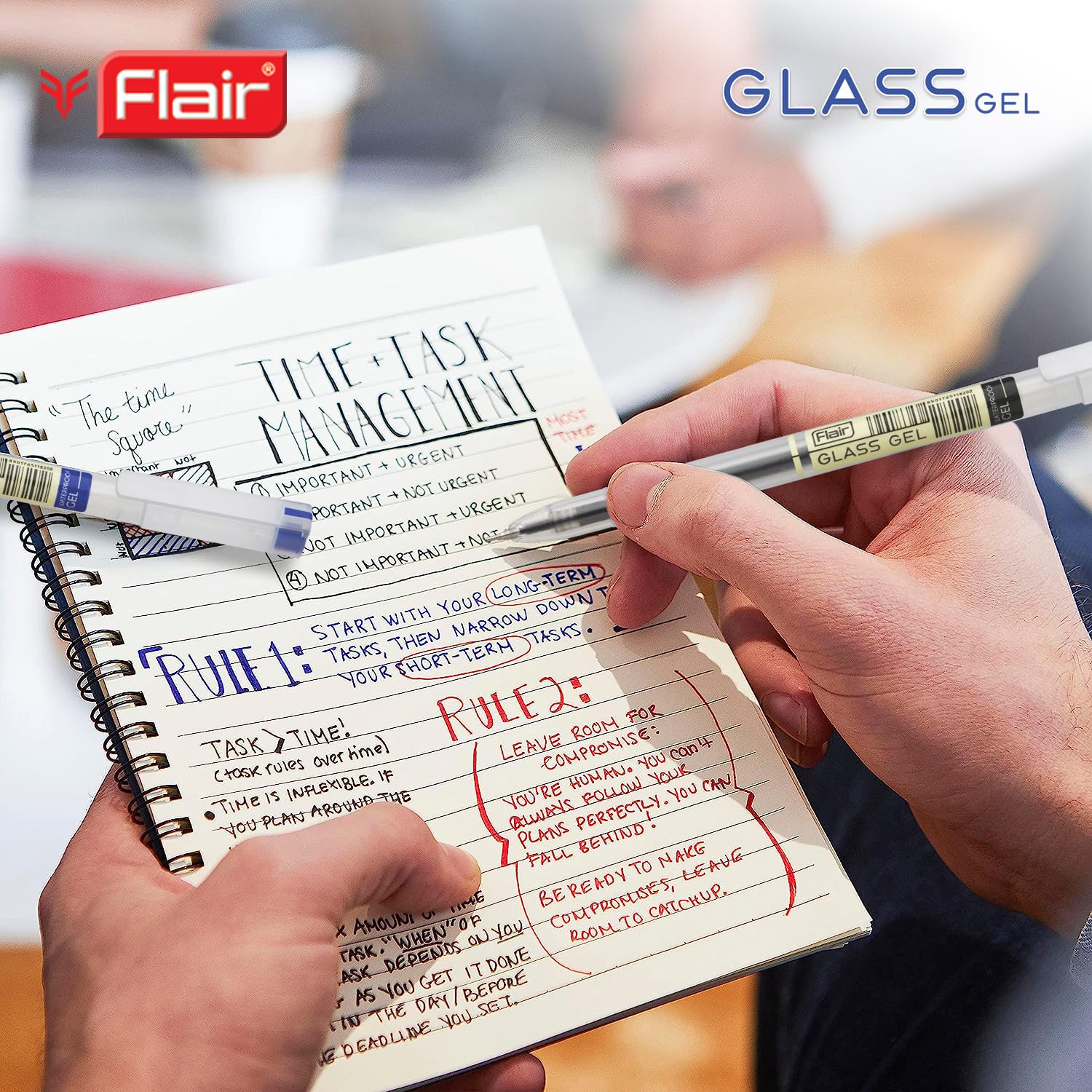 FLAIR Glass 0.6mm Gel Pen Stand | Transparent Glass Design With Soft Rubber Grip | Waterproof