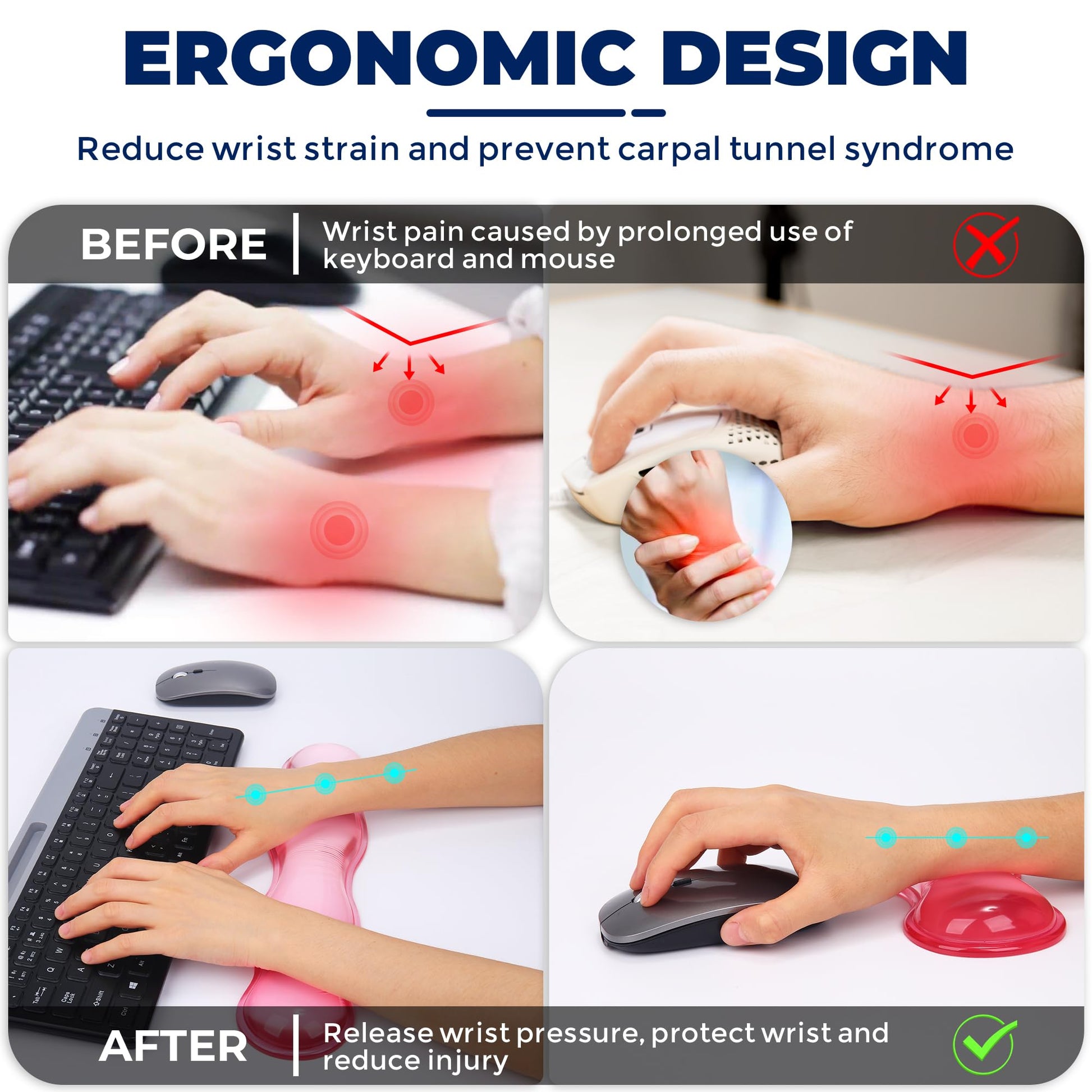 ABRONDA Gel Wrist Rest for Keyboard and Mouse, Wrist Rest for Keyboard, Mouse Wrist Support, Pain