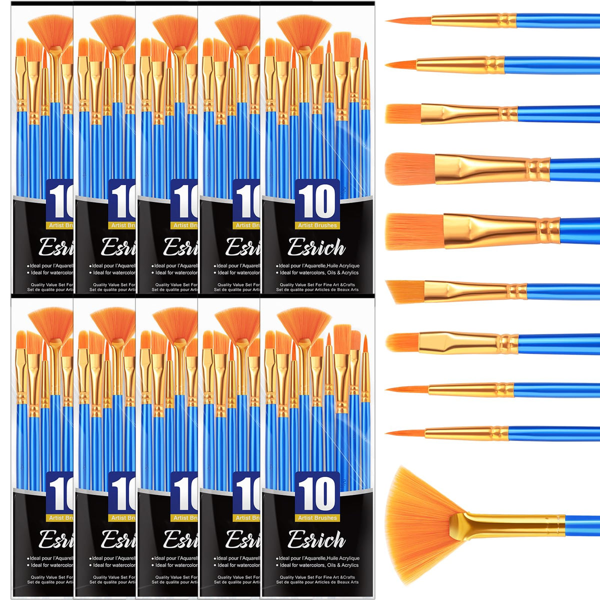 ESRICH 100PCS Paint Brushes, Paint Brush for Acrylic Painting