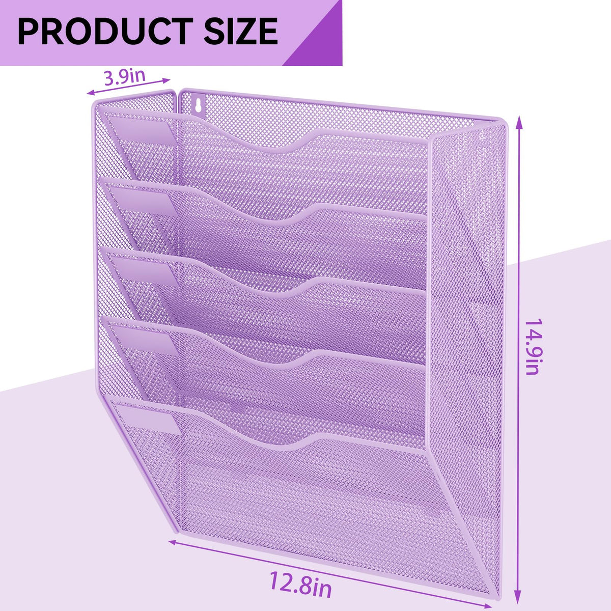 GDINDINFAN 5 Pockets Hanging Wall File Organizer Mail Holder, Wall Mounted Paper Document Folder