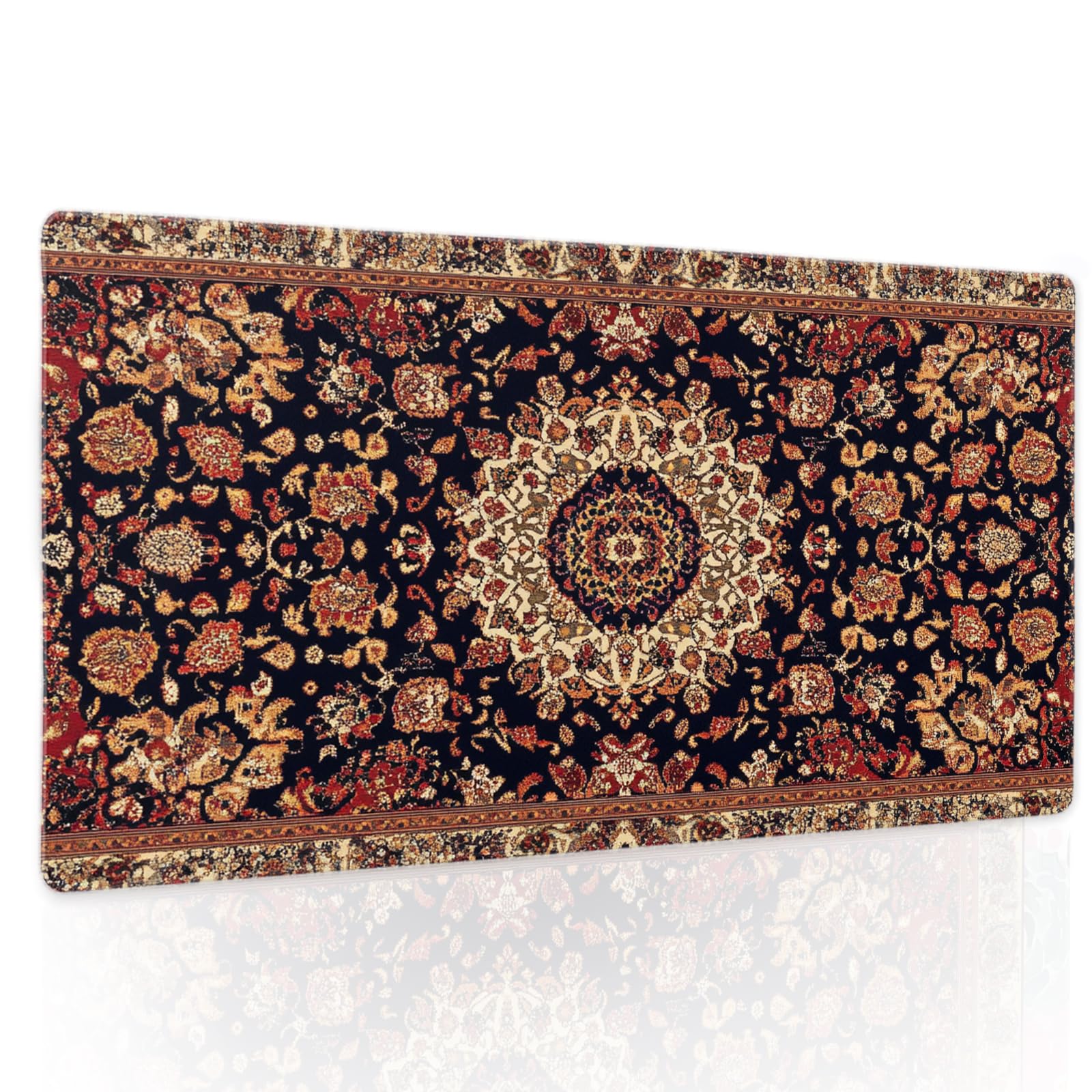 Vintage Rug Gaming Mouse Pad XL Dark Brown Retro Carpet Aesthetic Extended Large Mat Mousepad Desk