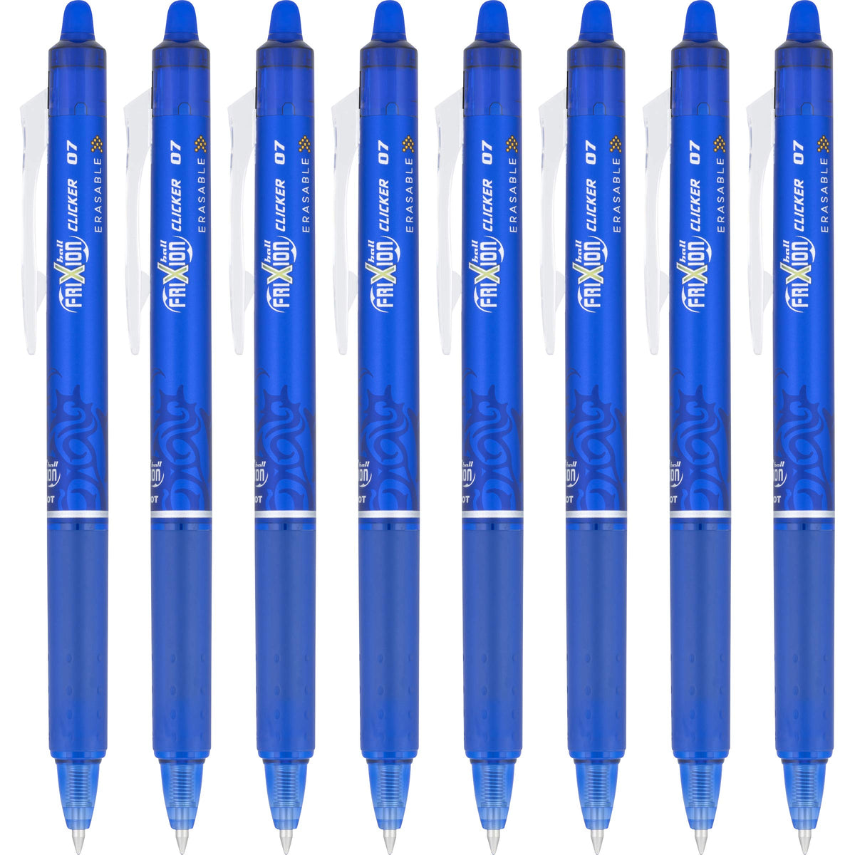 PILOT FriXion Clicker Erasable Gel Pens, Blue Ink, 8-Pack