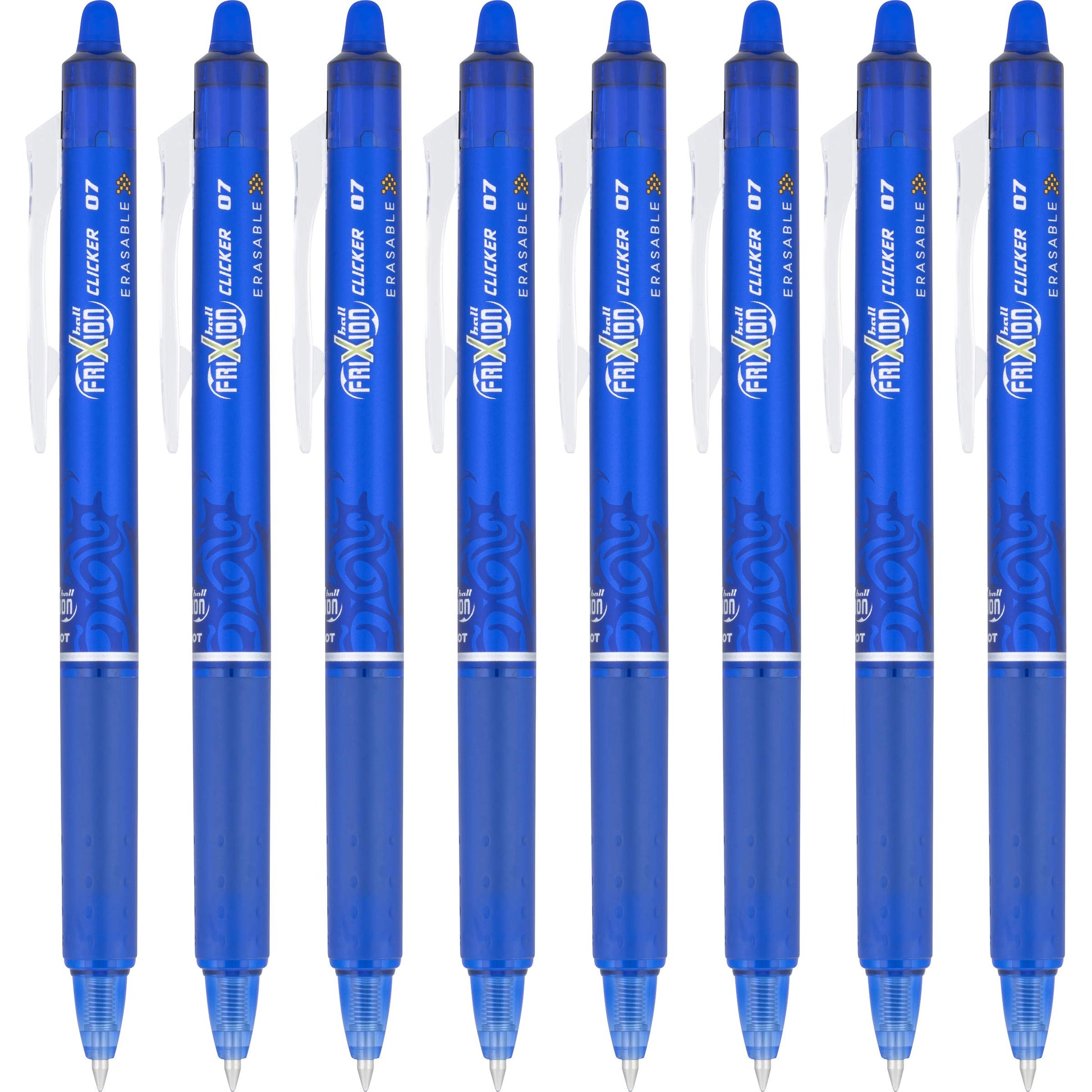 PILOT FriXion Clicker Erasable Gel Pens, Blue Ink, 8-Pack