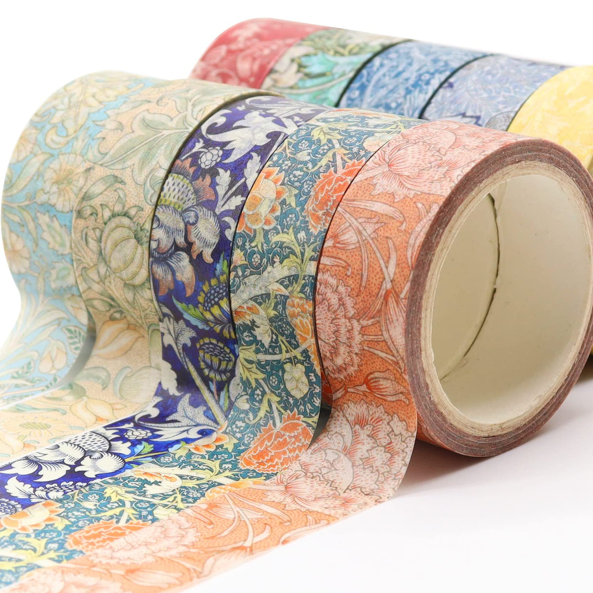 Berkin Arts 12 Rolls Art Floral Designs Washi Tape Set - 15 mm Wide Decorative Adhesive Masking