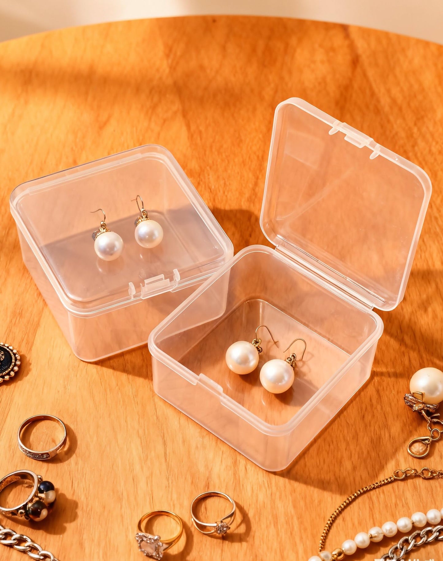 LJY 60 Clear Square Plastic Boxes, 2.5 x 2.5 x 1.4 in for Coins