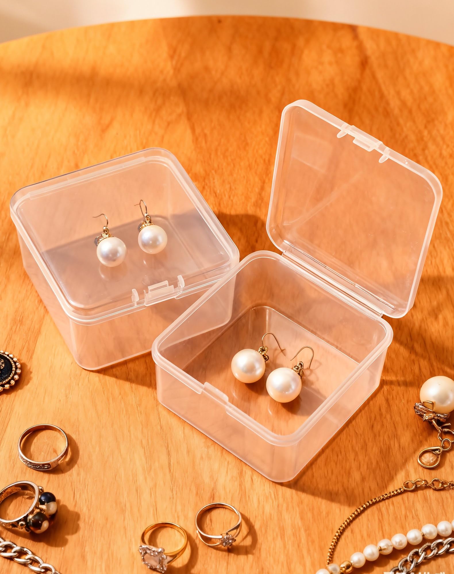 LJY 60 Clear Square Plastic Boxes, 2.5 x 2.5 x 1.4 in for Coins