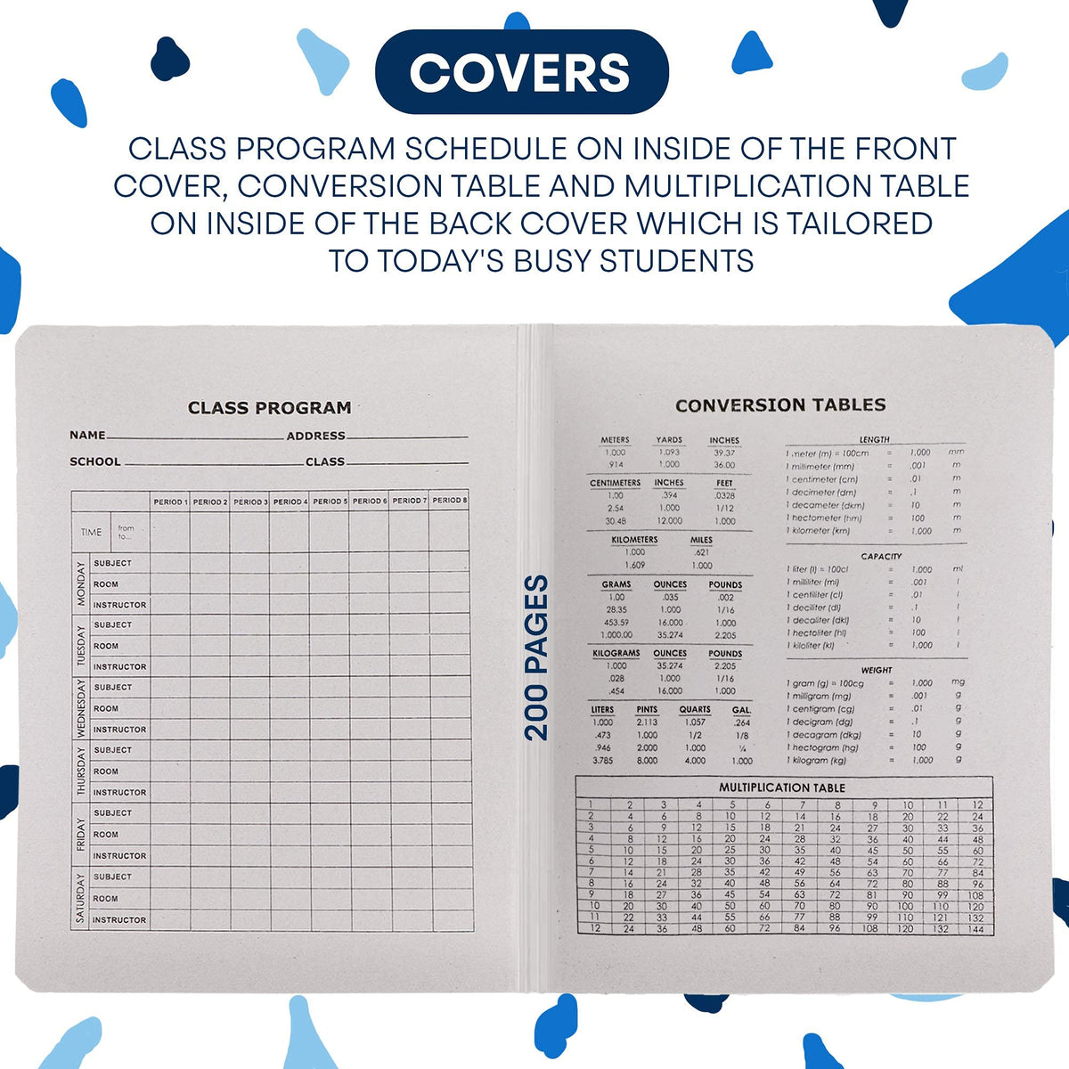 Emraw Black & White Marble Style Cover Composition Book with 100 Sheets of Wide Ruled White Paper