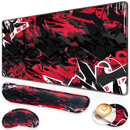 Canjoy Desk Mat with Keyboard and Mouse, Desk Pad with Wrist Rest Support