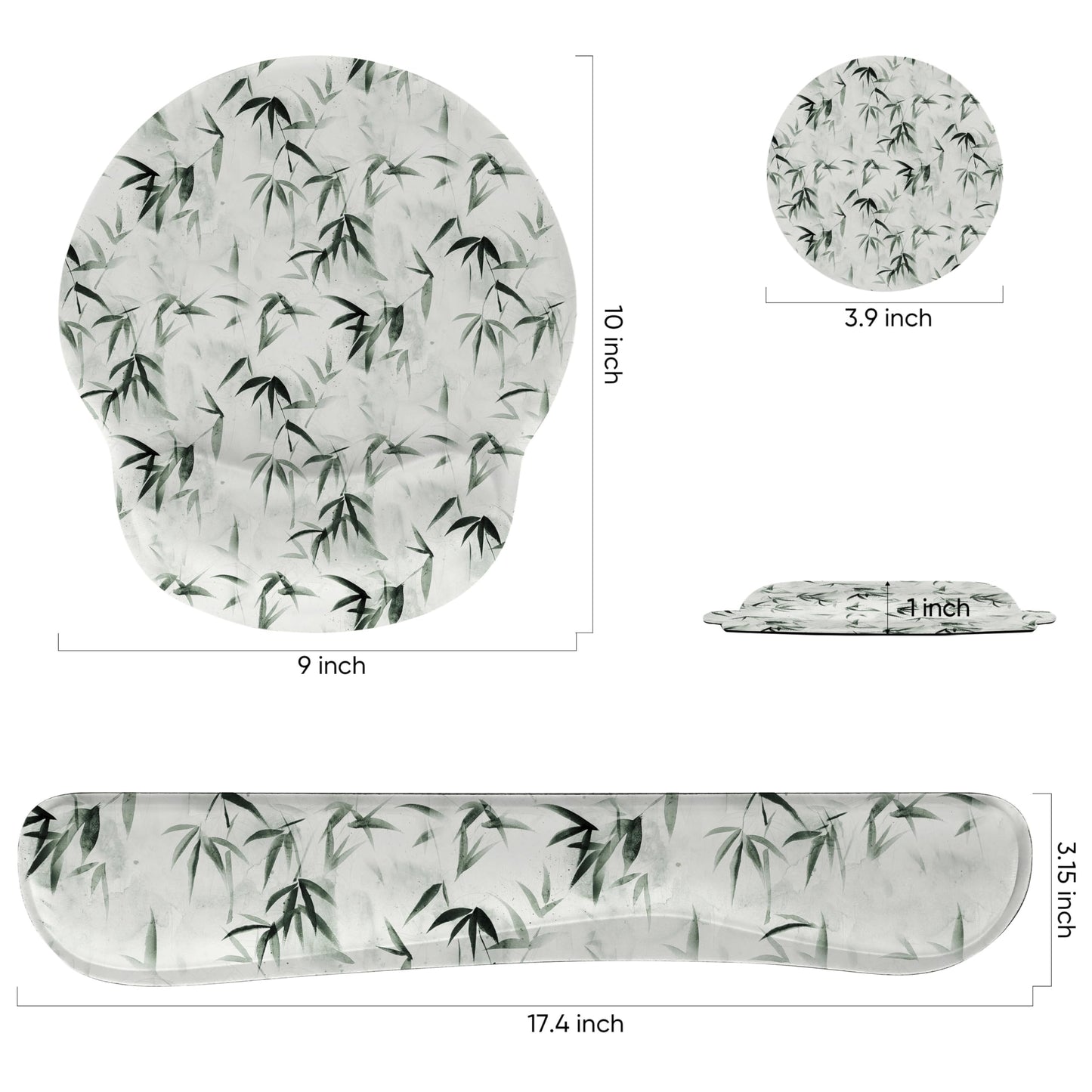 RICHEN 3 PCS Computer Mouse Pads for Desk with Coaster Set, Non-Slip Keyboard Wrist Rest and Mouse
