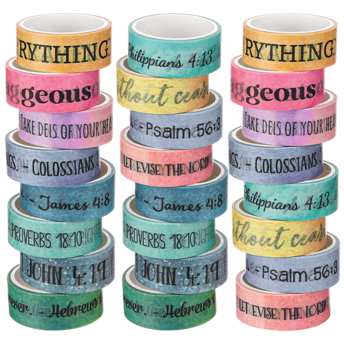 Janlaugh 24 Rolls Christian Washi Tape Gifts for Bible Journaling, Morandi