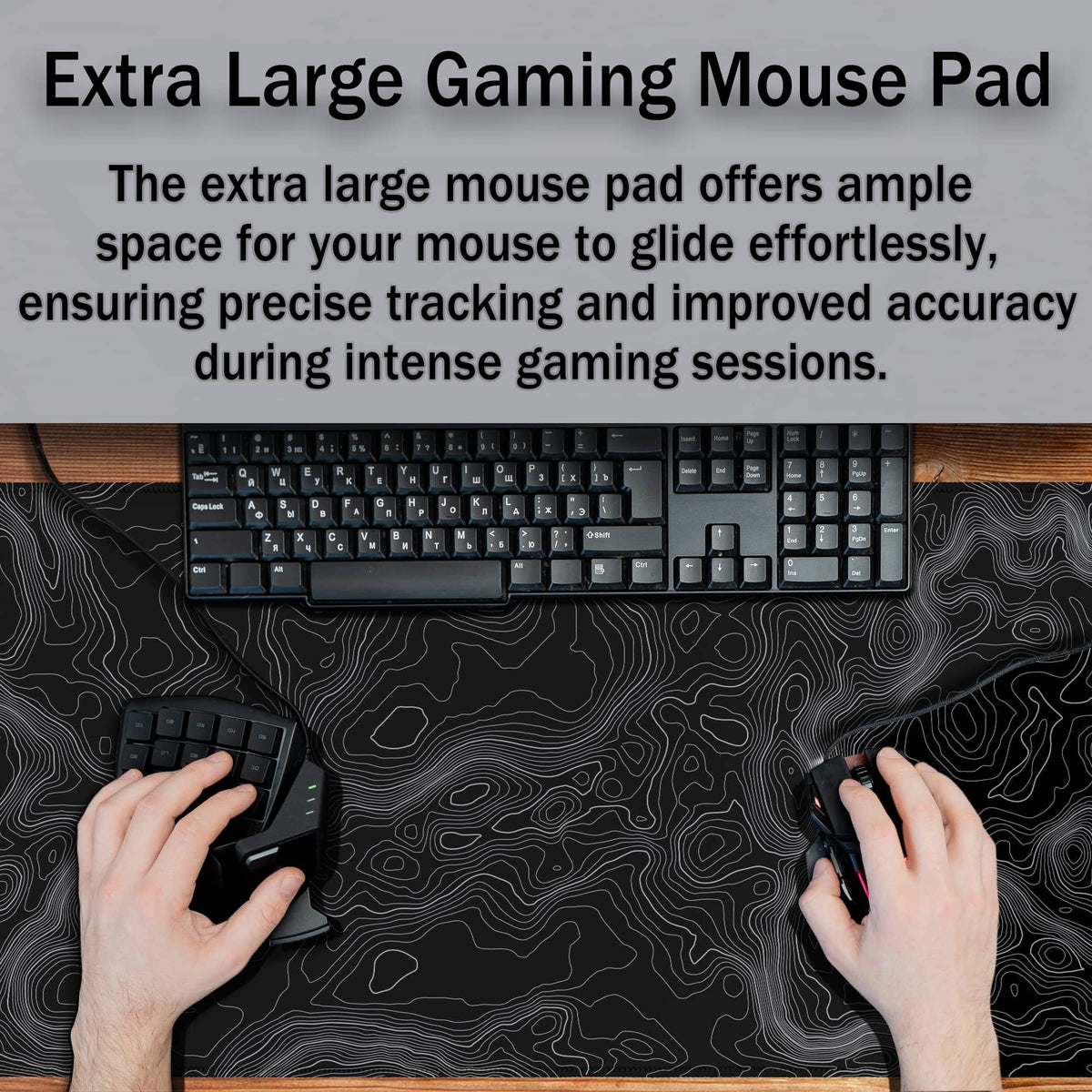 Samgula Computer Desk Pad - Black and White, Gaming Keyboard and Mouse Pad, Non-Slip Rubber Base