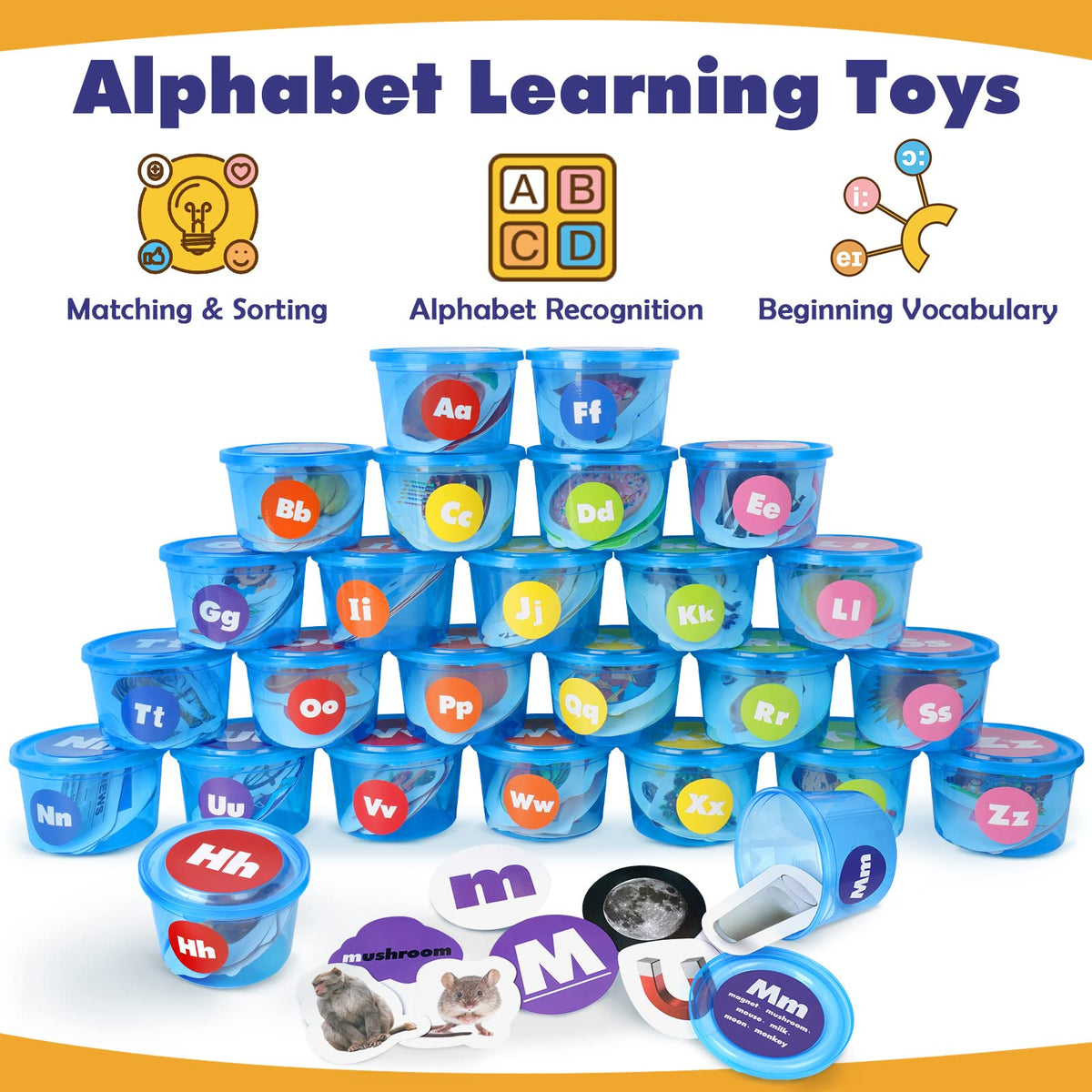 Joyreal 271 PCS Alphabet Learning Toys for 3-5, 26 Alphabet Soup Sorters