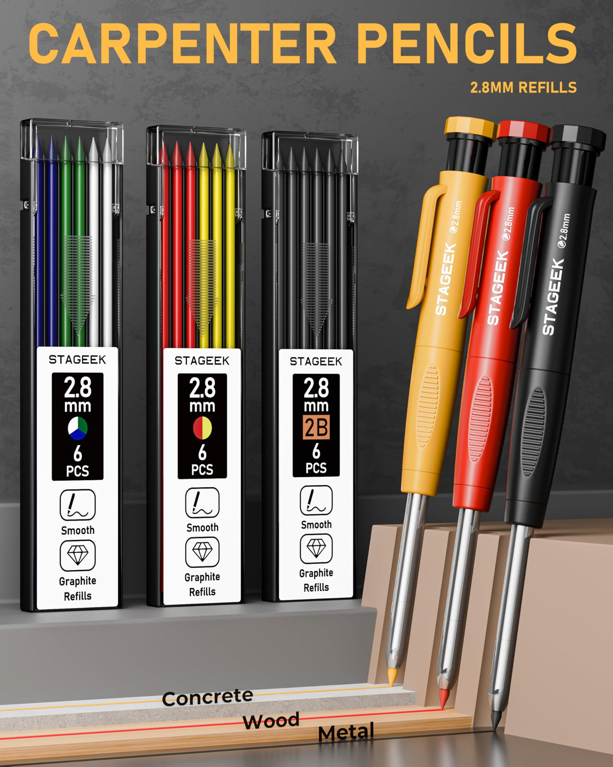 STAGEEK 22-in-1 Carpenter Pencils Set, Mechanical Pencils for Construction