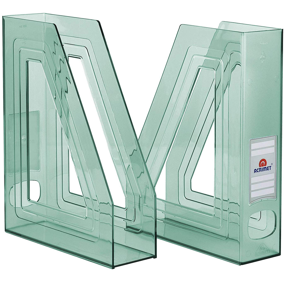 Acrimet Magazine File Holder, Vertical Desk Organizer, Clear Green, 2 Pack