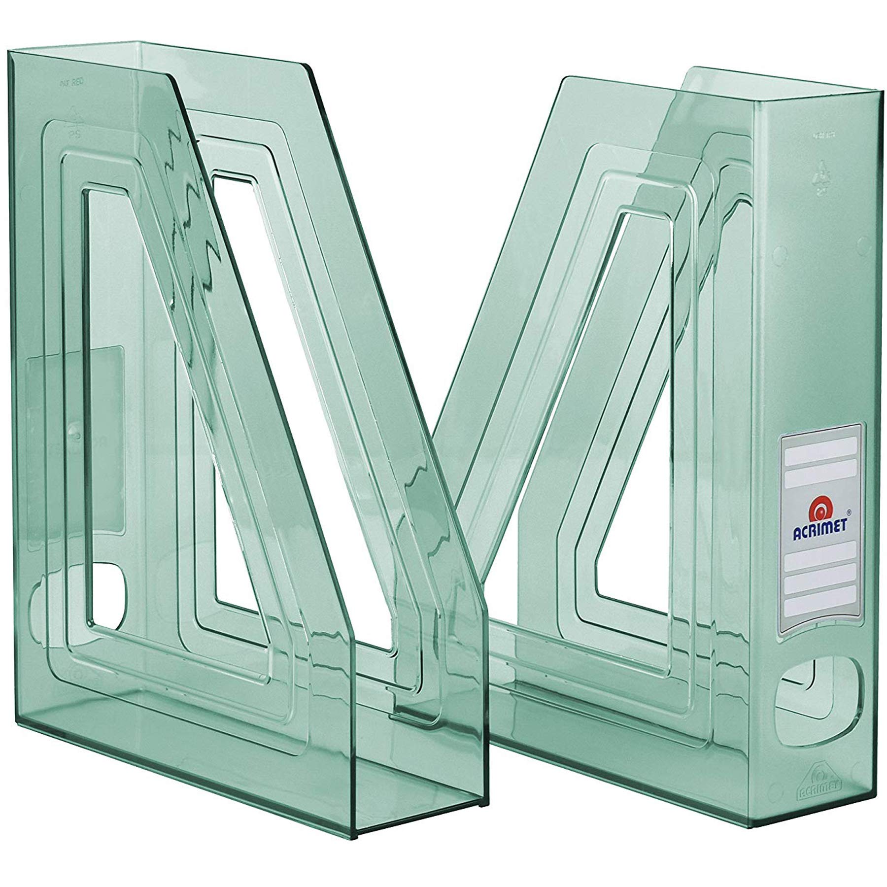 Acrimet Magazine File Holder, Vertical Desk Organizer, Clear Green, 2 Pack