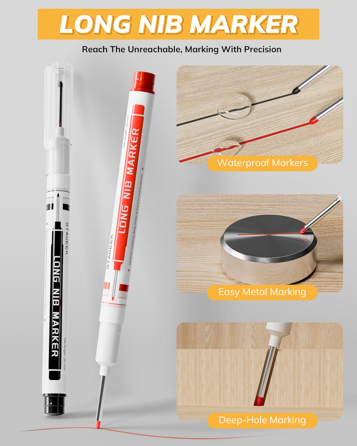 STAGEEK 2.8mm Mechanical Carpenter Pencils with Sharpener, 2 Pack