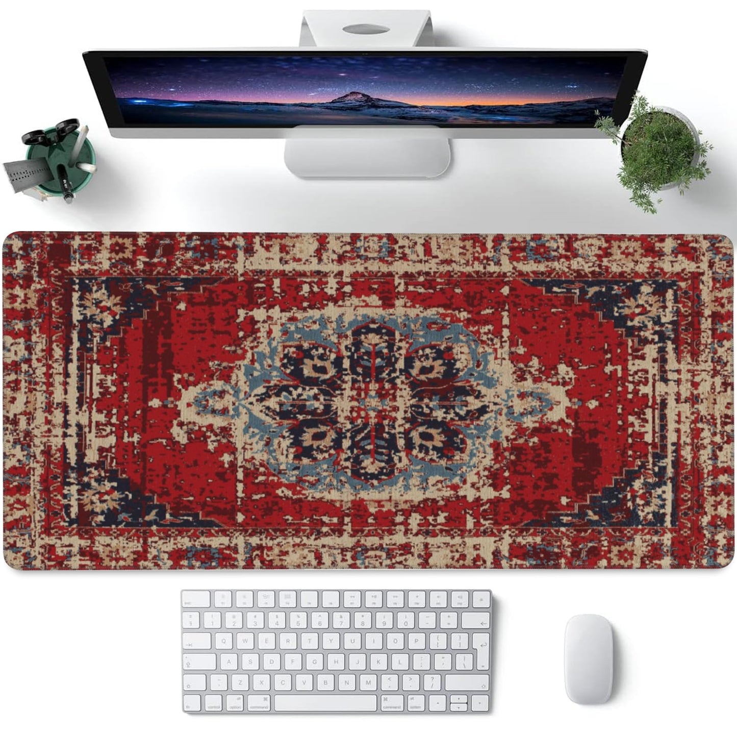Desk Mat,Boho Carpet Style Large Gaming Mouse Pad for Desk XXL,Bohemian Rug Desk Pad,Extended Big