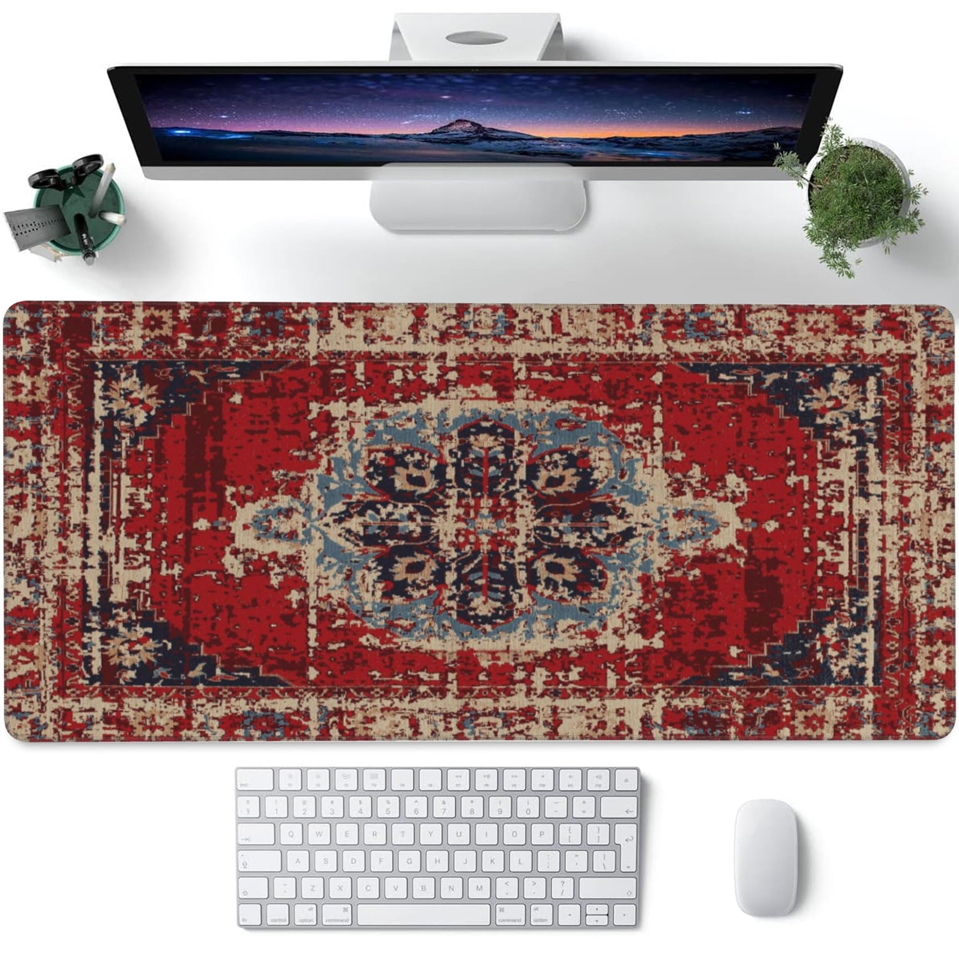 Desk Mat,Boho Carpet Style Large Gaming Mouse Pad for Desk XXL,Bohemian Rug Desk Pad,Extended Big