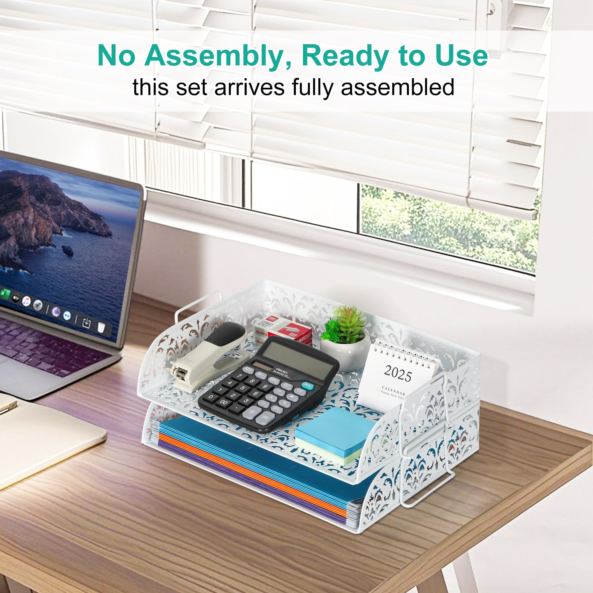 EasyPAG Paper Organizer for Desk 2 Tier Stackable Paper Tray for A4 Legal Size Folders Metal File