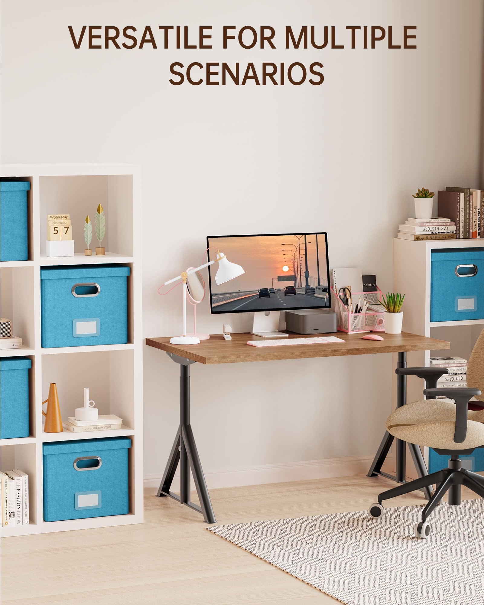 Oterri File Organizer with Lid, File Box, File Cabinet for Letter File Folder Storage, Hanging File