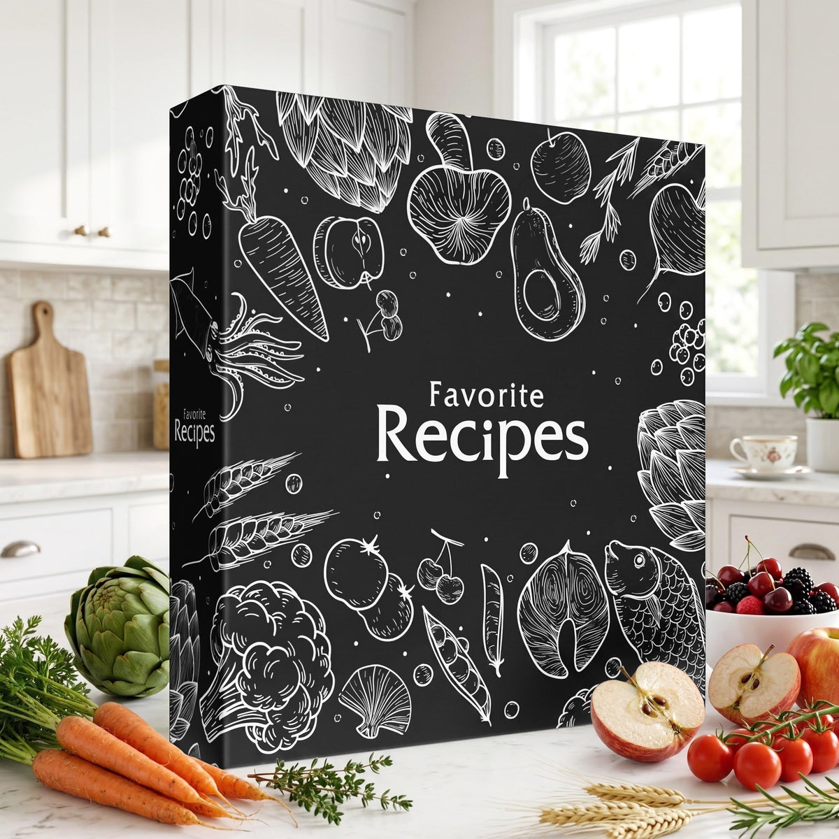 CraftSaints Recipe Binder 8.5x11, 3 Ring DIY Cookbook Binder Kit 12 Dividers & 25 Plastic Sleeves &