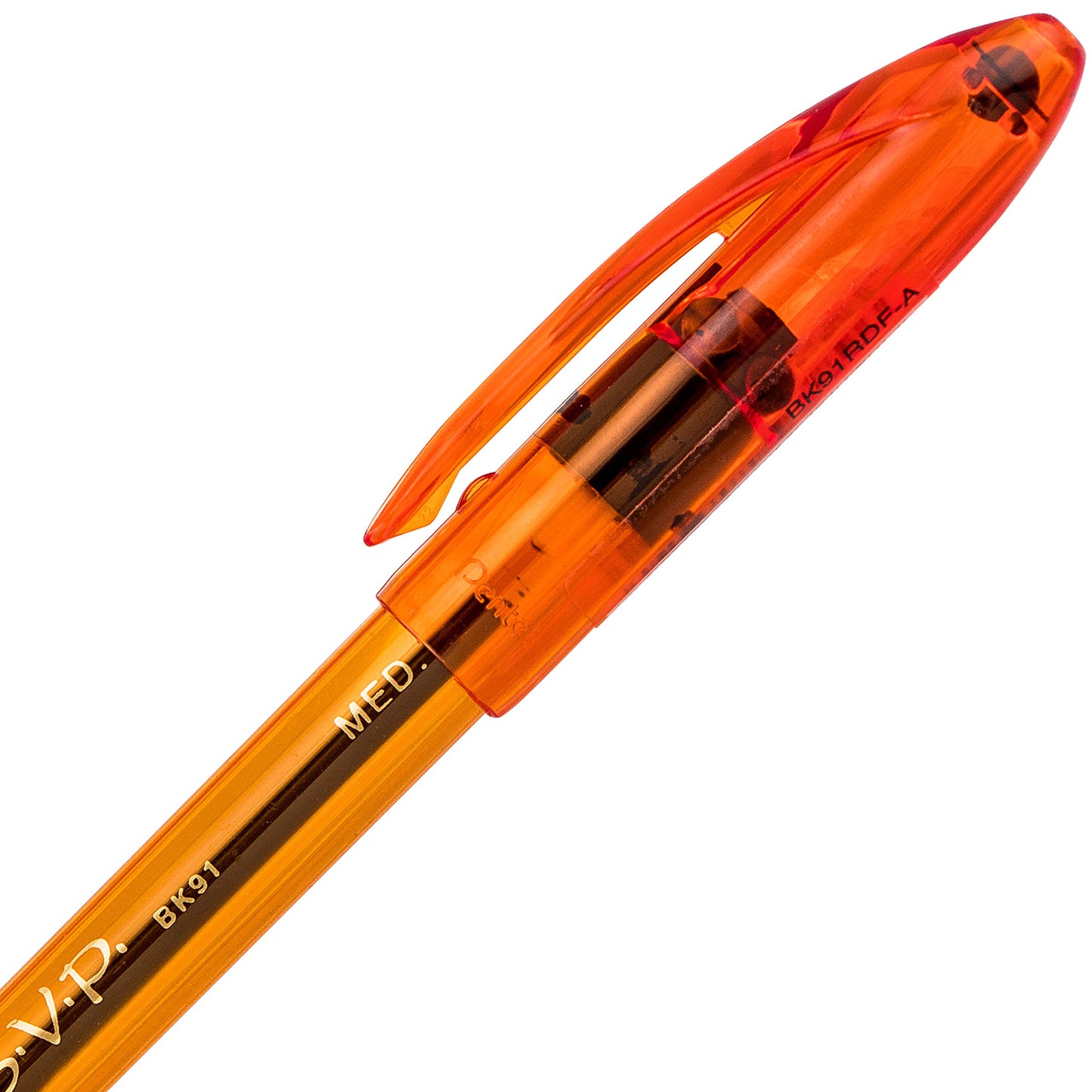 Pentel RSVP Razzle-Dazzle Ballpoint Pen, (1.0mm) Medium Line, Orange Barrel, Black Ink, Box of 12