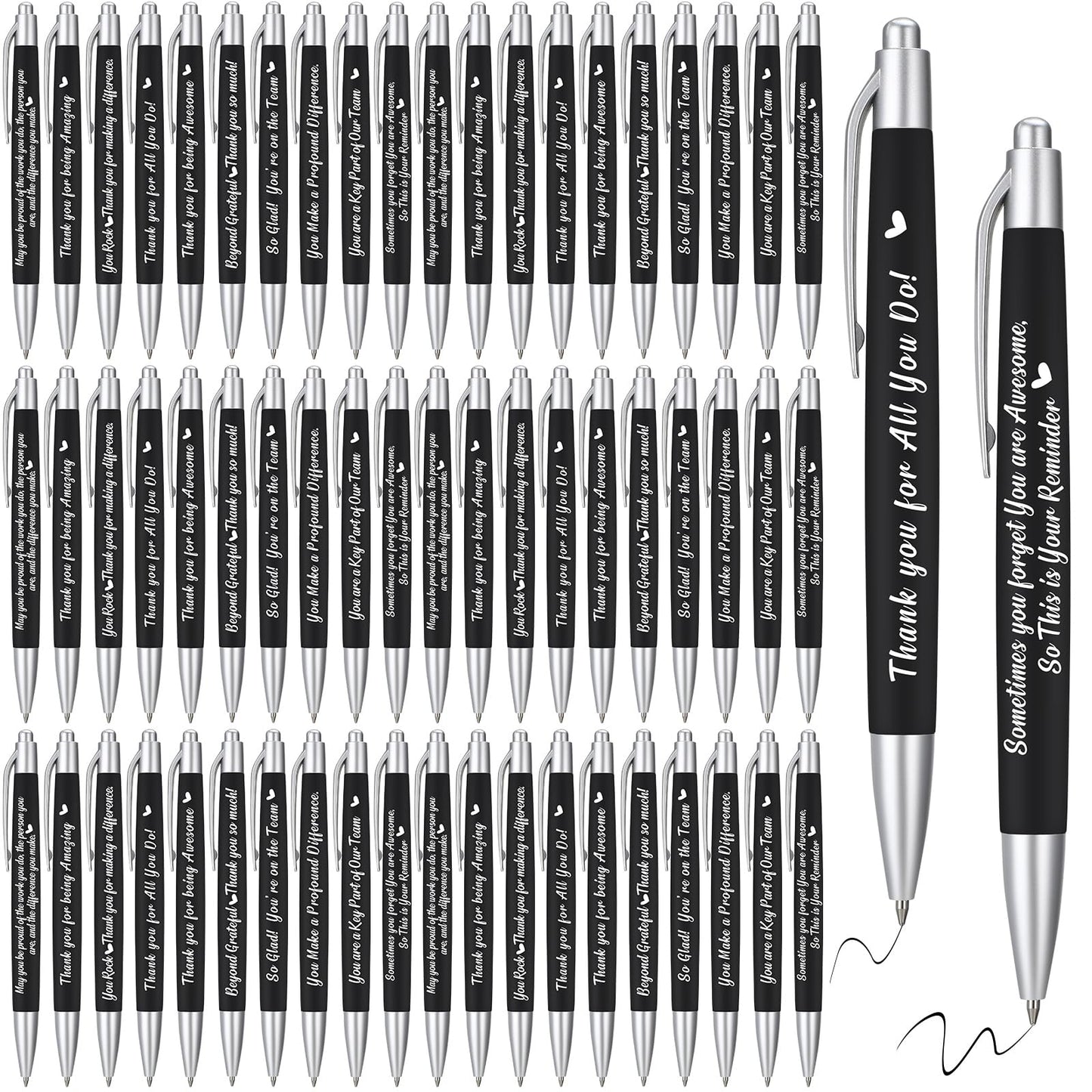 Yeaqee 100 Pcs Motivational Pens, Black, Positive