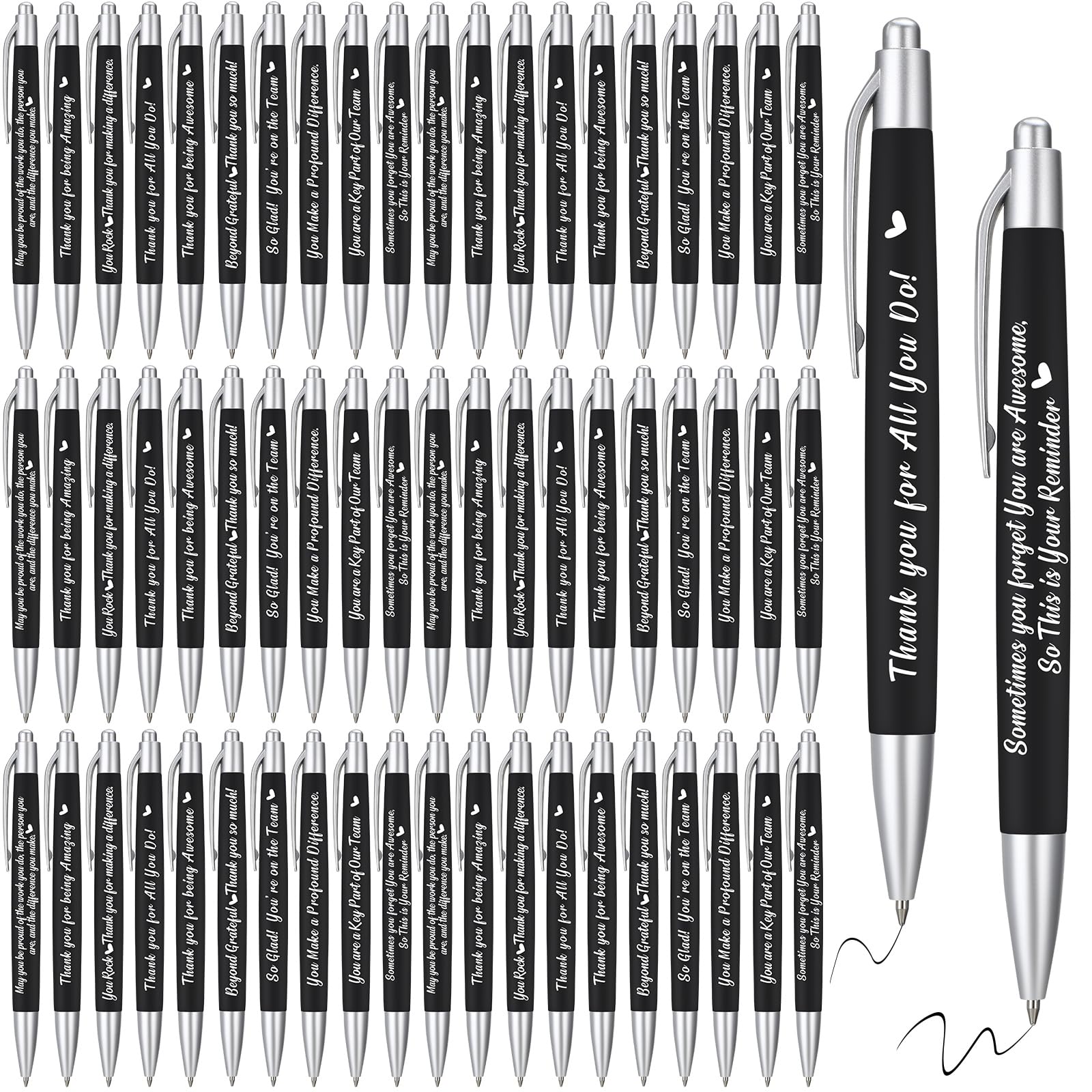 Yeaqee 100 Pcs Motivational Pens, Black, Positive
