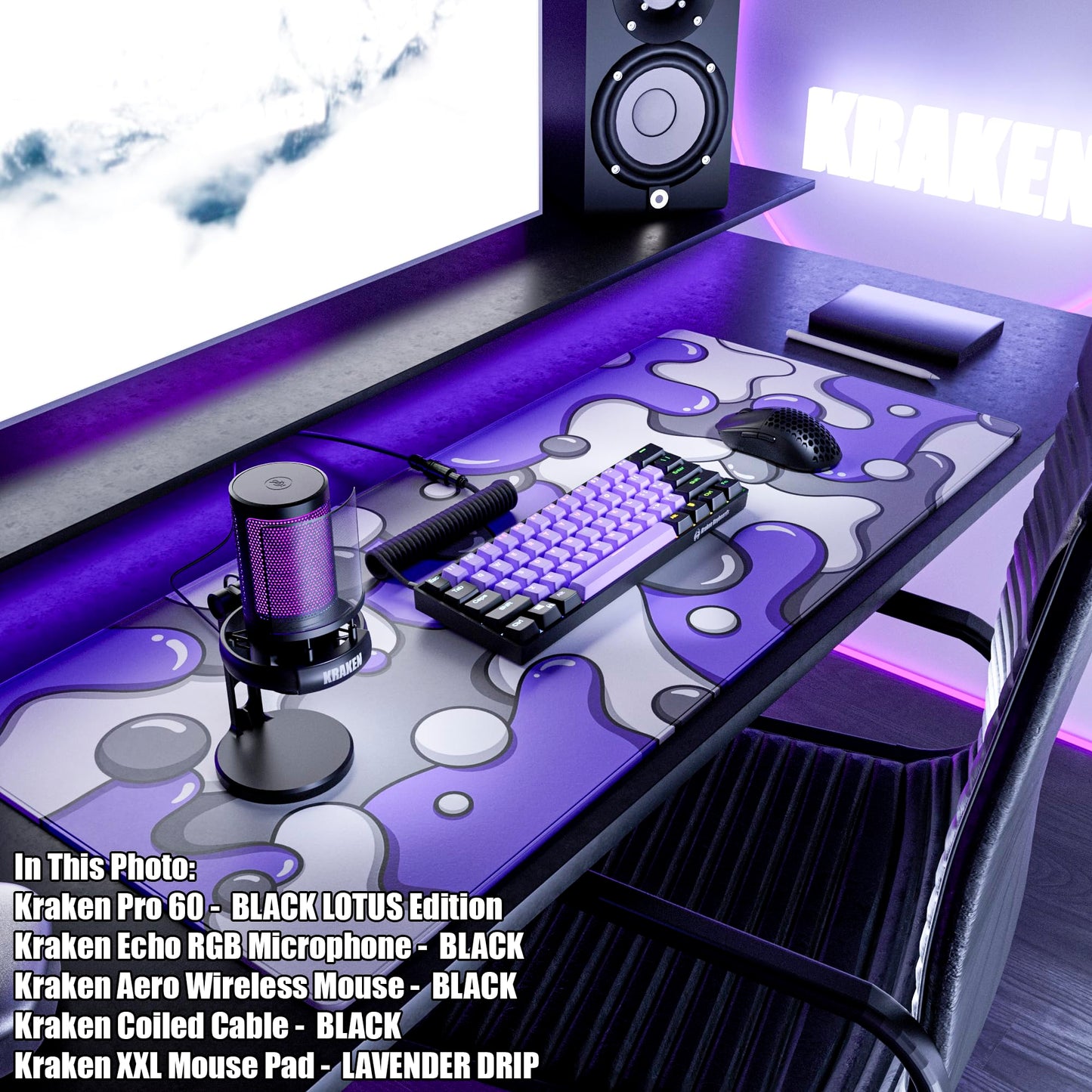 Kraken Gaming Mouse Pad Large Purple XXL Mouse Pad for Gaming - Desk Mat for Keyboard - Thick